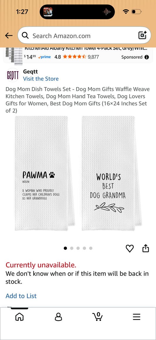Dog Mom Dish Towels Set - Dog Mom Gifts Waffle Weave Kitchen Towels, Dog Mom Hand Tea Towels, Dog Lovers Gifts for Women, Best Dog Mom Gifts (16×24 Inches Set of 2)