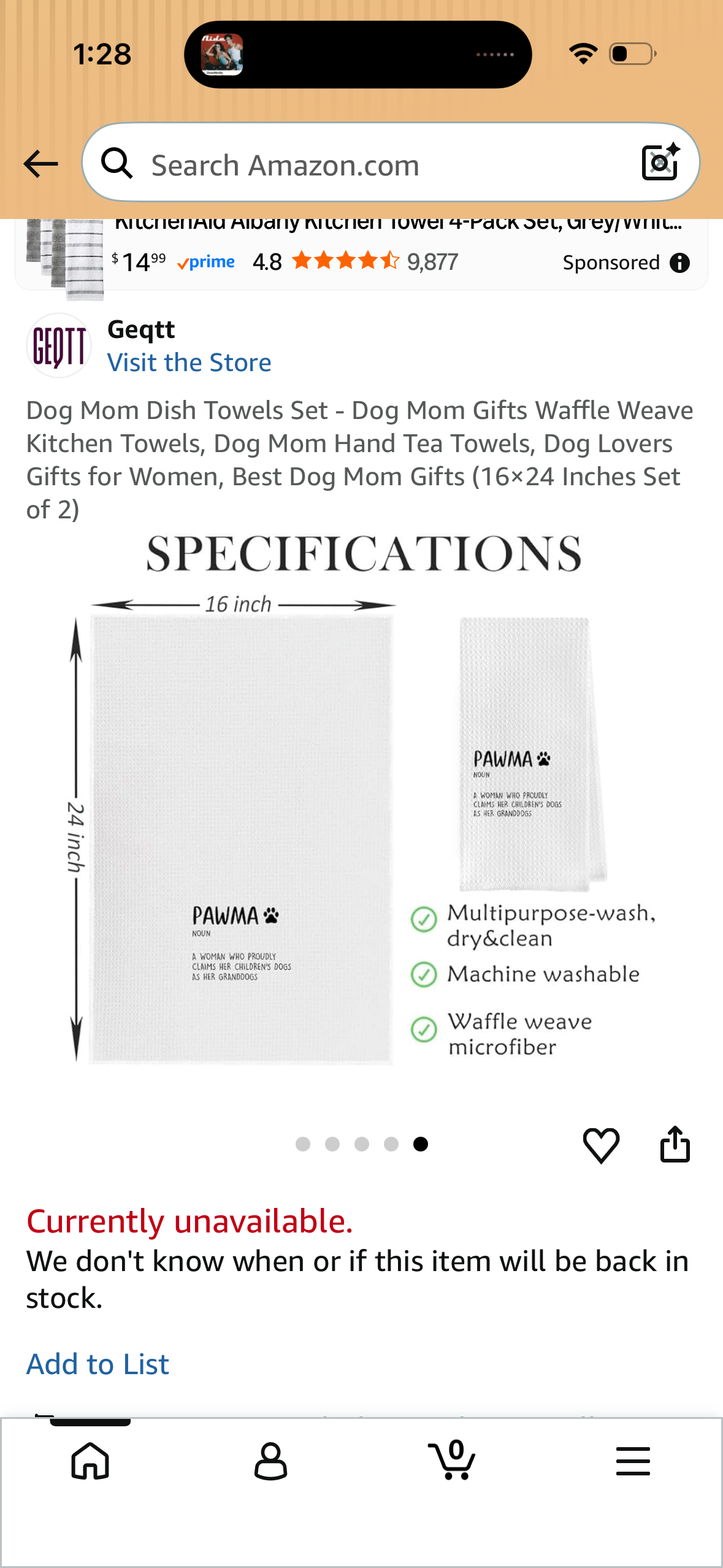 Dog Mom Dish Towels Set - Dog Mom Gifts Waffle Weave Kitchen Towels, Dog Mom Hand Tea Towels, Dog Lovers Gifts for Women, Best Dog Mom Gifts (16×24 Inches Set of 2)