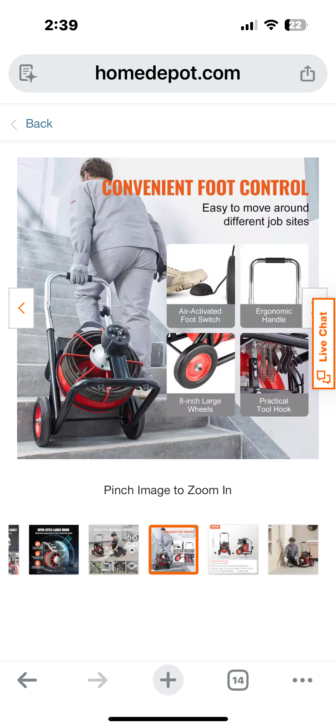 VEVOR Drain Cleaner Machine, 100 ft. x 3/8 in., Auto Feed Sewer Snake Auger on Wheels, 370 Watt Portable Drain Cleaning Machine Model GQ-1000 (G926)