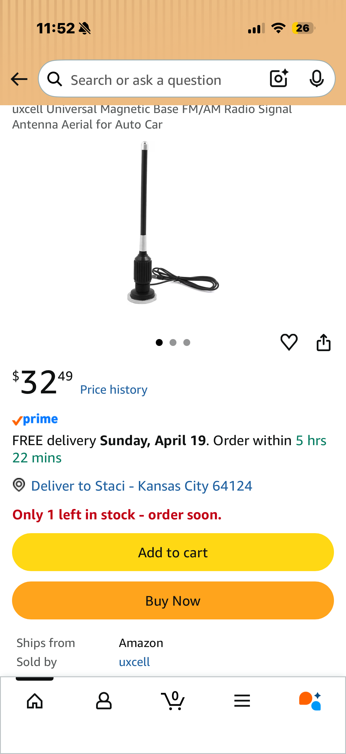 uxcell Universal Magnetic Base FM/AM Radio Signal Antenna Aerial for Auto Car