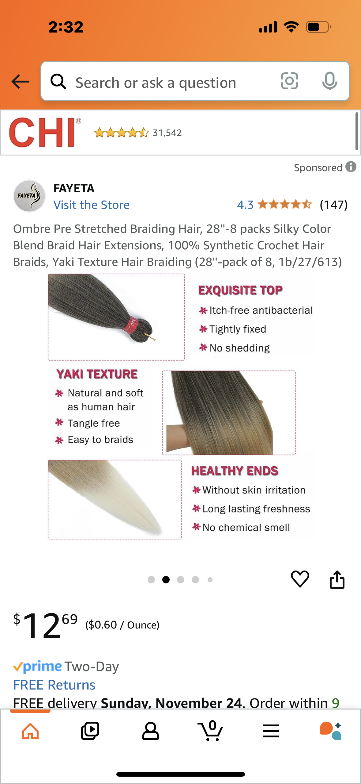 Ombre Pre Stretched Braiding Hair, 28''-8 packs Silky Color Blend Braid Hair Extensions, 100% Synthetic Crochet Hair Braids, Yaki Texture Hair Braiding (28''-pack of 8, 1b/27/613)