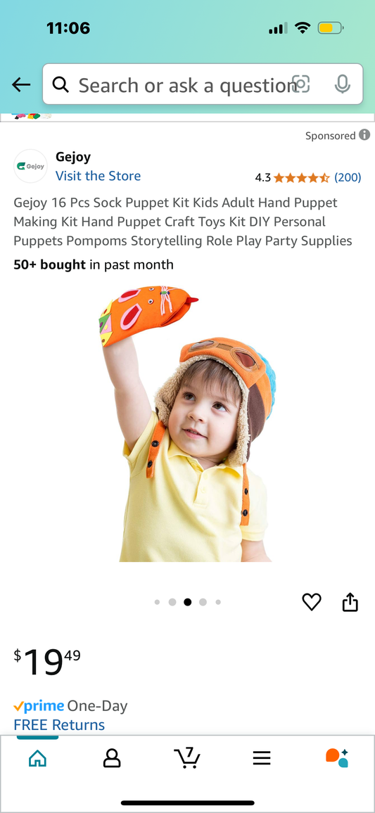 Gejoy 16 Pcs Sock Puppet Kit Kids Adult Hand Puppet Making Kit Hand Puppet Craft Toys Kit DIY Personal Puppets Pompoms Storytelling Role Play Party Supplies