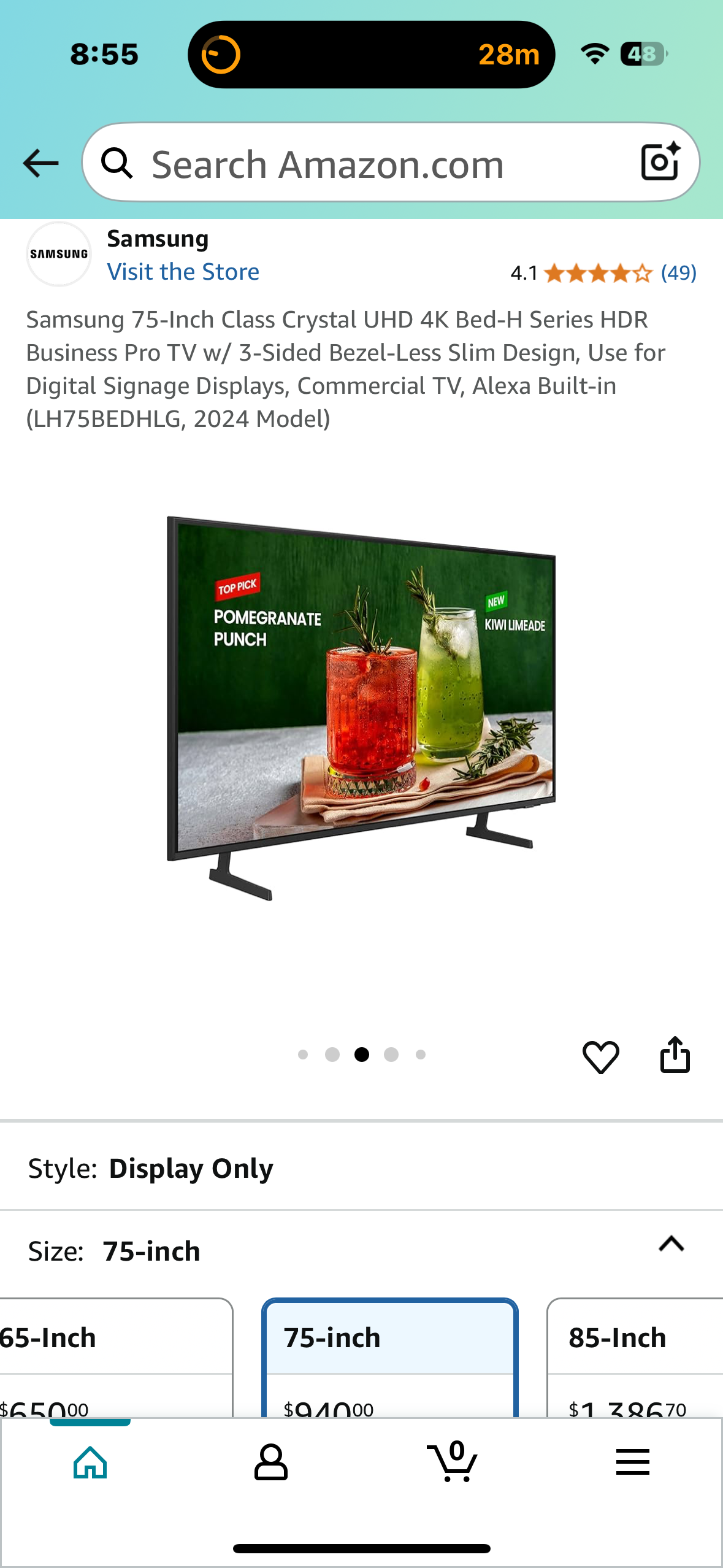 Samsung 75-Inch Class Crystal UHD 4K Bed-H Series HDR Business Pro TV w/ 3-Sided Bezel-Less Slim Design, Alexa Built-in (R660)