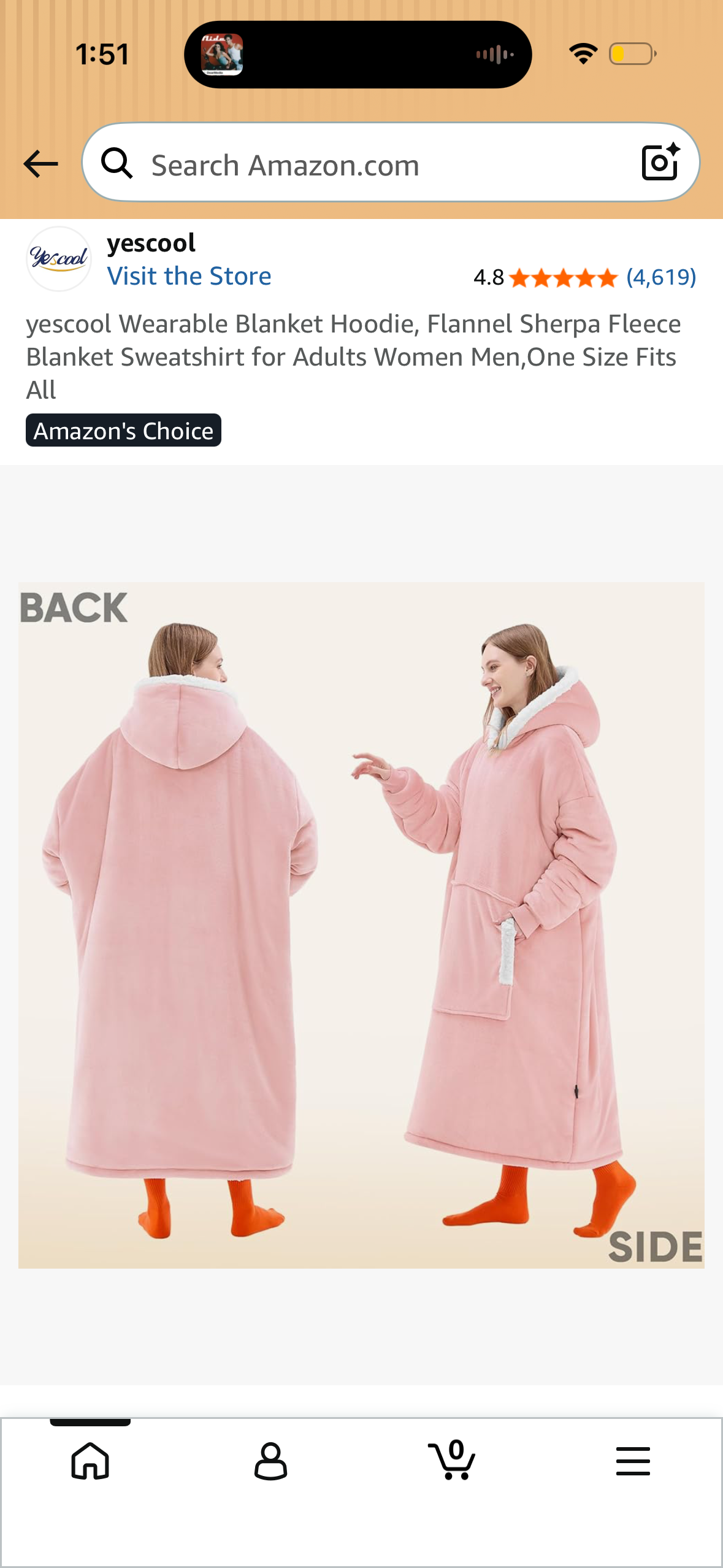 yescool Wearable Blanket Hoodie, Flannel Sherpa Fleece Blanket Sweatshirt for Adults Women Men,One Size Fits All