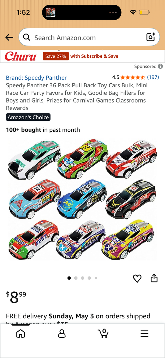 Speedy Panther 36 Pack Pull Back Toy Cars Bulk, Mini Race Car Party Favors for Kids, Goodie Bag Fillers for Boys and Girls, Prizes for Carnival Games Classrooms Rewards