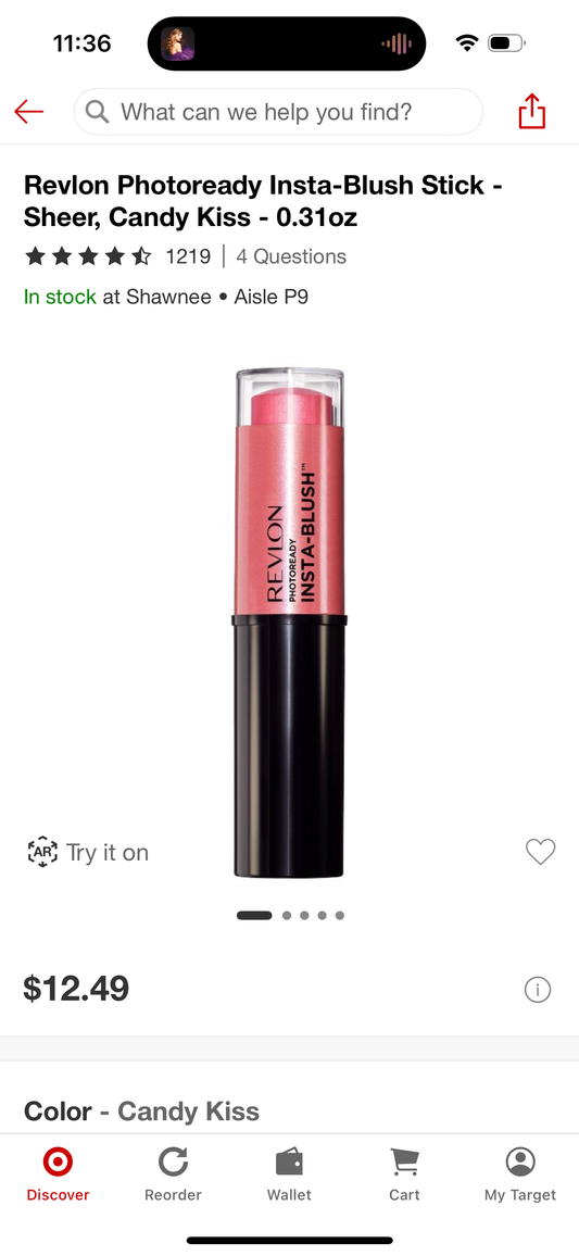 Revlon Photoready Insta-Blush Stick - Sheer, Candy Kiss - 0.31 oz