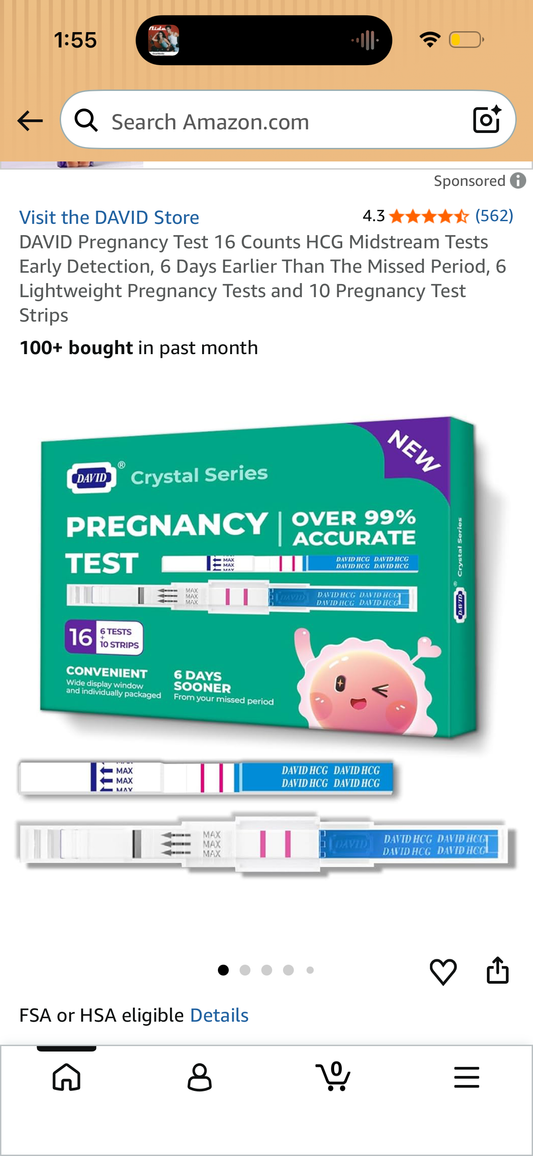 DAVID Pregnancy Test 16 Counts HCG Midstream Tests Early Detection, 6 Days Earlier Than The Missed Period, 6 Lightweight Pregnancy Tests and 10 Pregnancy Test Strips