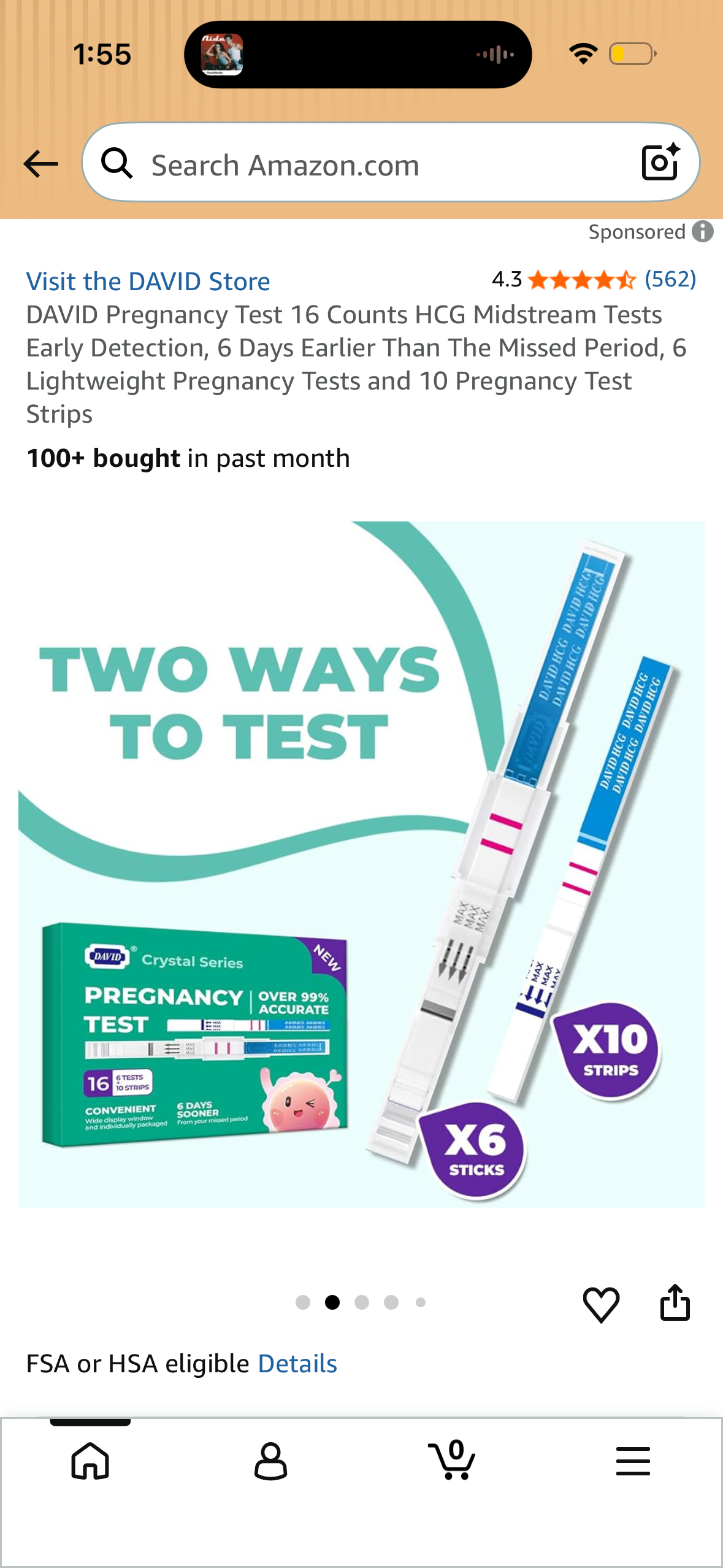 DAVID Pregnancy Test 16 Counts HCG Midstream Tests Early Detection, 6 Days Earlier Than The Missed Period, 6 Lightweight Pregnancy Tests and 10 Pregnancy Test Strips