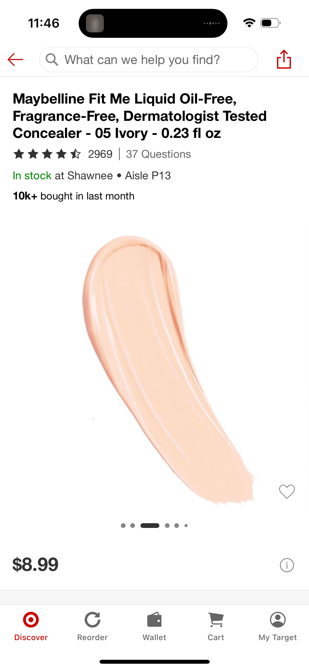 Maybelline Fit Me Liquid Oil-Free, Fragrance-Free, Dermatologist Tested Concealer - 05 Ivory - 0.23 fl oz