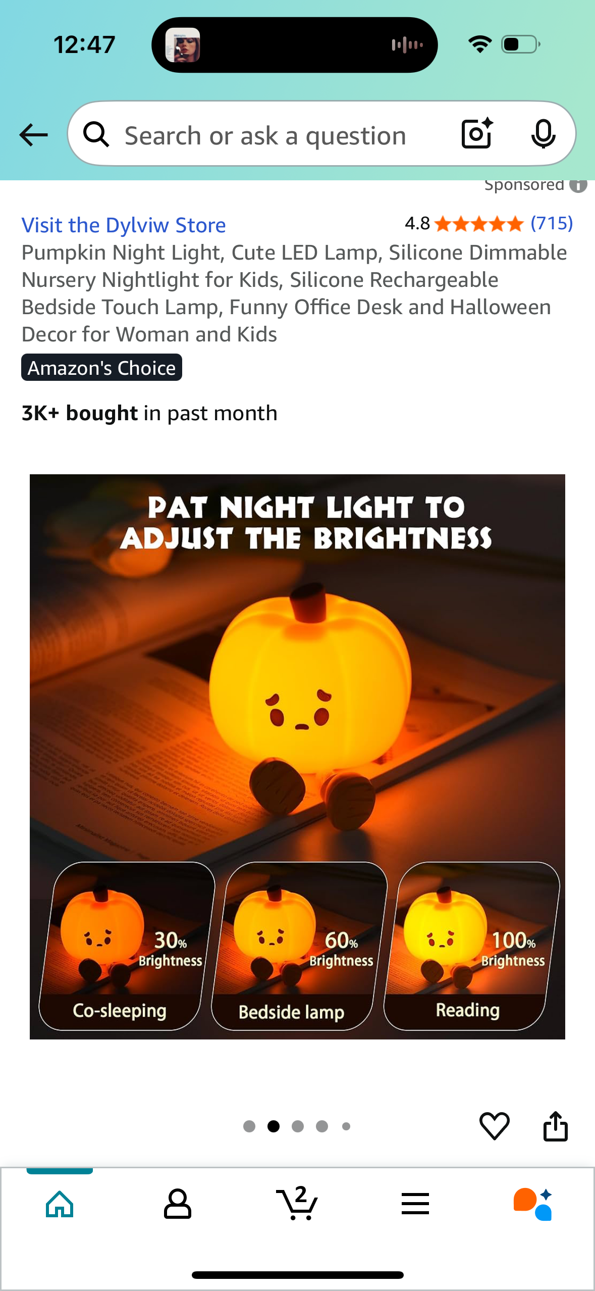 Pumpkin Night Light, Cute LED Lamp, Silicone Dimmable Nursery Nightlight for Kids, Silicone Rechargeable Bedside Touch Lamp, Funny Office Desk and Halloween Decor for Woman and Kids
