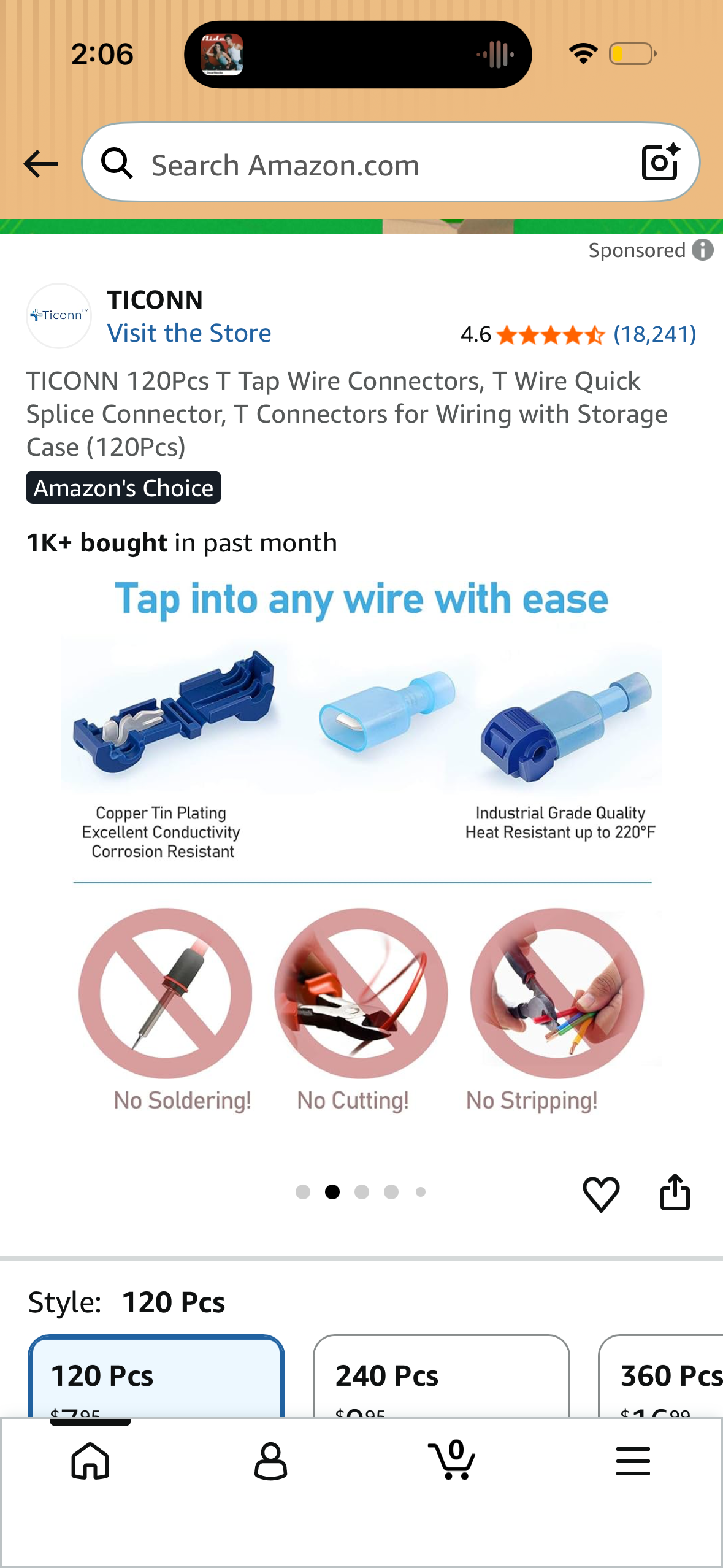 TICONN 120Pcs T Tap Wire Connectors, T Wire Quick Splice Connector, T Connectors for Wiring with Storage Case (120Pcs)