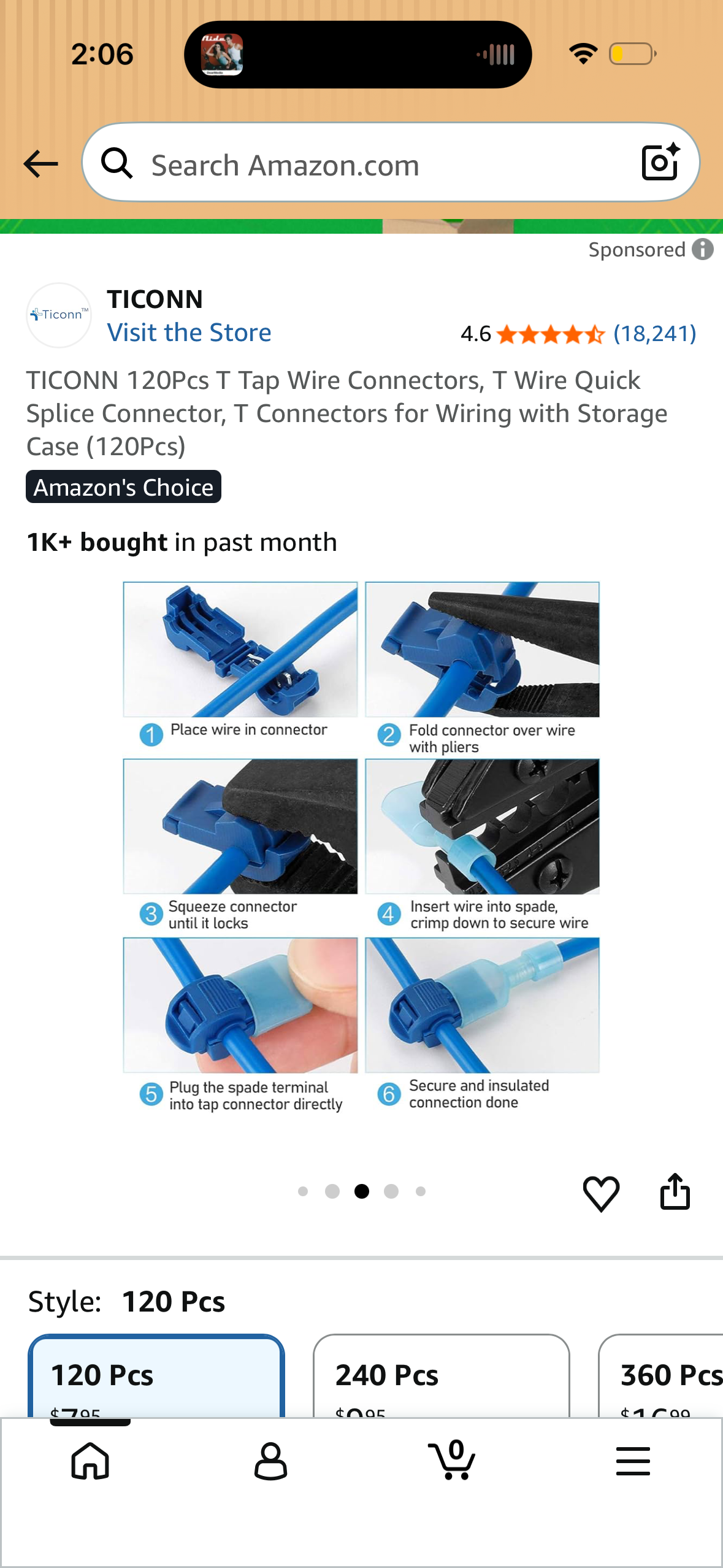 TICONN 120Pcs T Tap Wire Connectors, T Wire Quick Splice Connector, T Connectors for Wiring with Storage Case (120Pcs)