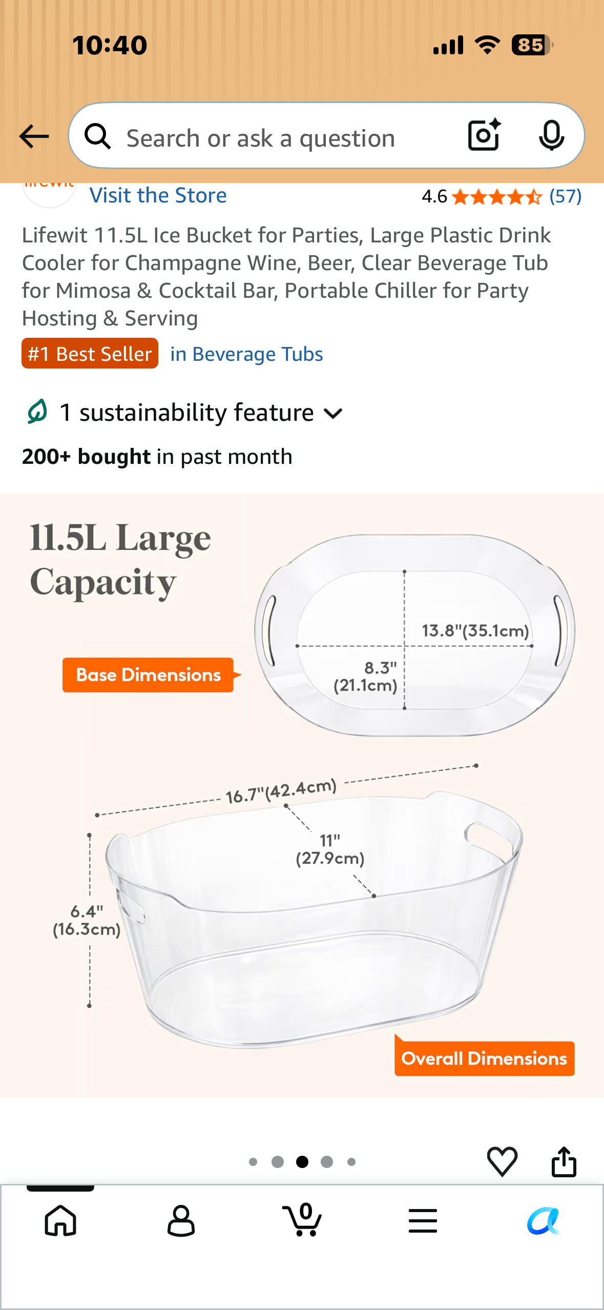 11.5L Ice Bucket for Parties, Large Plastic Drink Cooler for Champagne Wine, Beer, Clear Beverage Tub for Mimosa & Cocktail Bar, Portable Chiller for Party Hosting & Serving