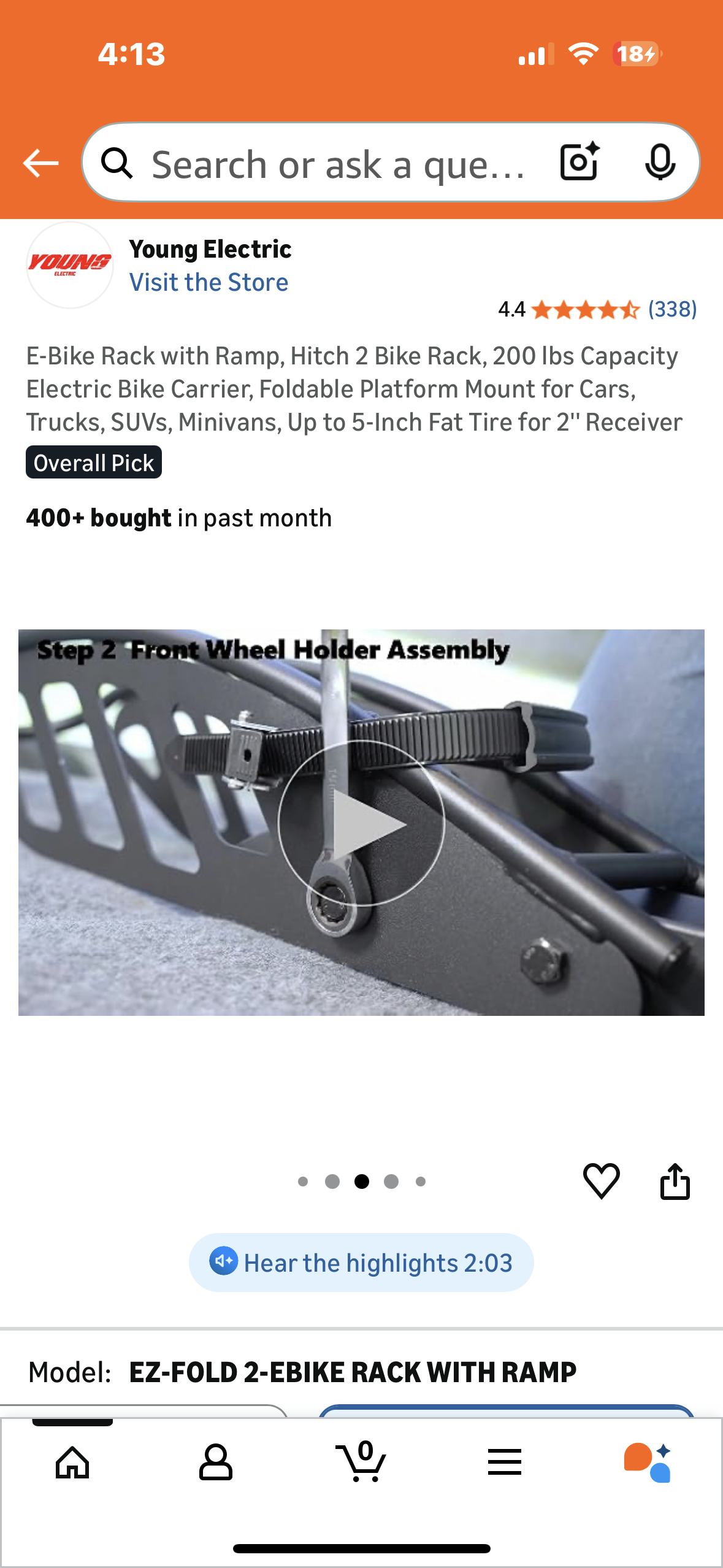 E-Bike Fold Rack with Ramp, Hitch 2 Bike Rack, 200 lbs Capacity Electric Bike Carrier, Foldable Platform Mount for Cars, Trucks, SUVs, Minivans, Up to 5-Inch Fat Tire for 2'' Receiver (W550)