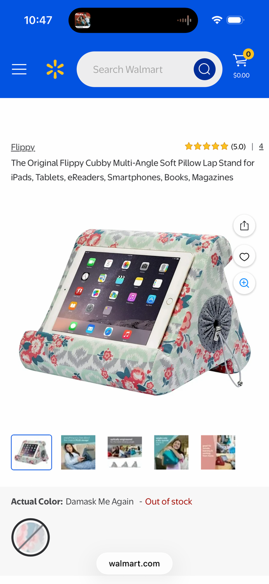 Flippy Tablet Stand with Cubby Storage and Multi-Angle Viewing for Home, Work & Travel. Our Tablet Holder Has Storage for Your All Your Personal Items. (Damask Me Again)