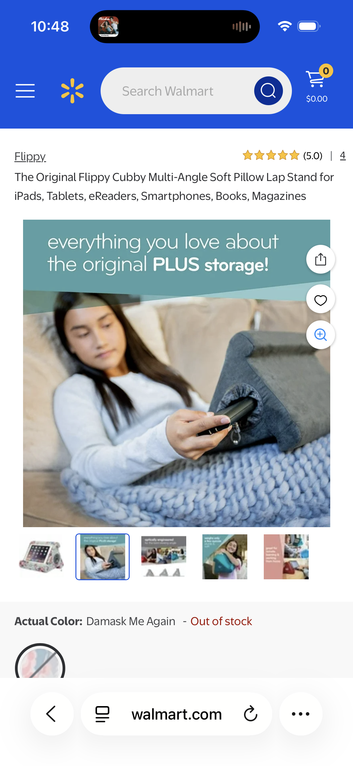 Flippy Tablet Stand with Cubby Storage and Multi-Angle Viewing for Home, Work & Travel. Our Tablet Holder Has Storage for Your All Your Personal Items. (Damask Me Again)