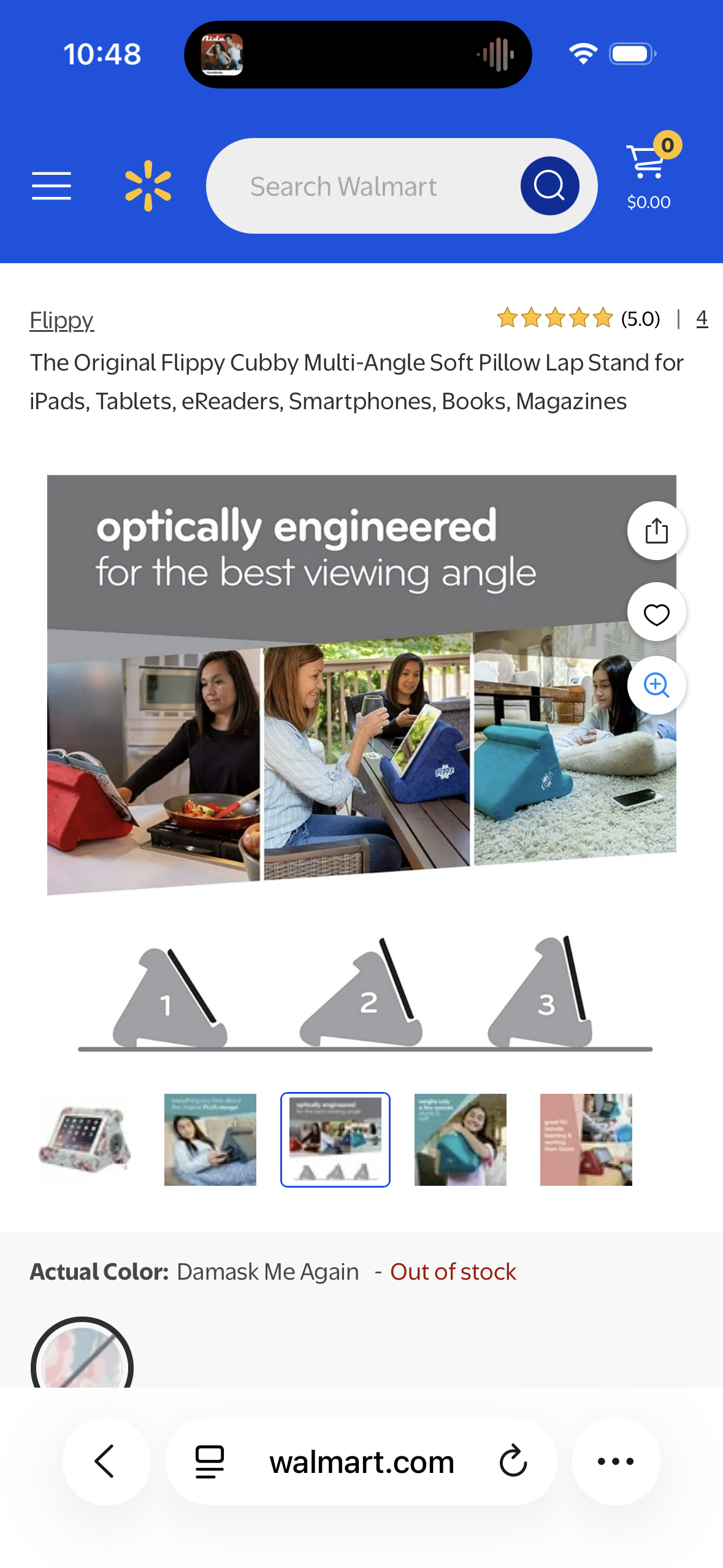 Flippy Tablet Stand with Cubby Storage and Multi-Angle Viewing for Home, Work & Travel. Our Tablet Holder Has Storage for Your All Your Personal Items. (Damask Me Again)