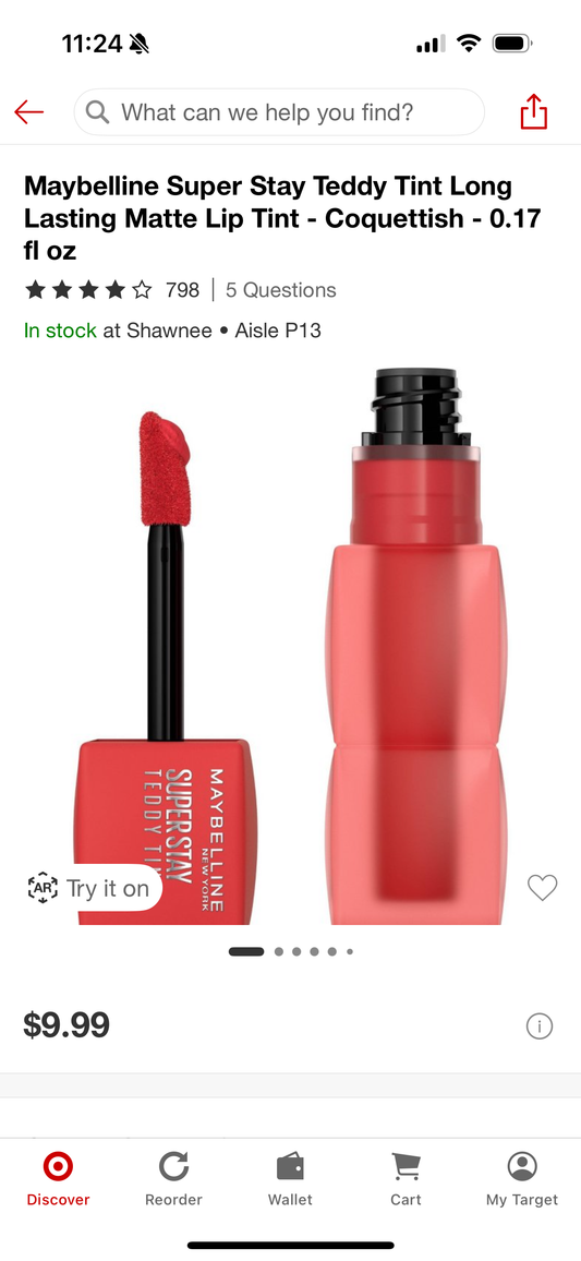 Maybelline Super Stay Teddy Tint Long Lasting Matte Lip Tint - Coquettish - 0.17 fl oz
