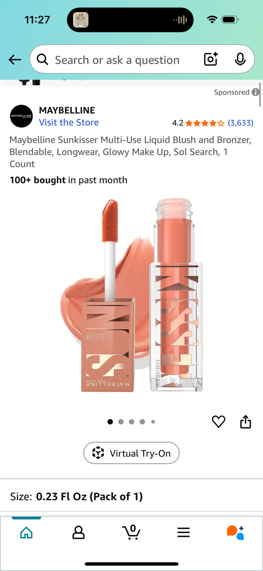Maybelline Sunkisser Multi-Use Liquid Blush and Bronzer, Blendable, Longwear, Glowy Make Up, Sol Search, 1 Count