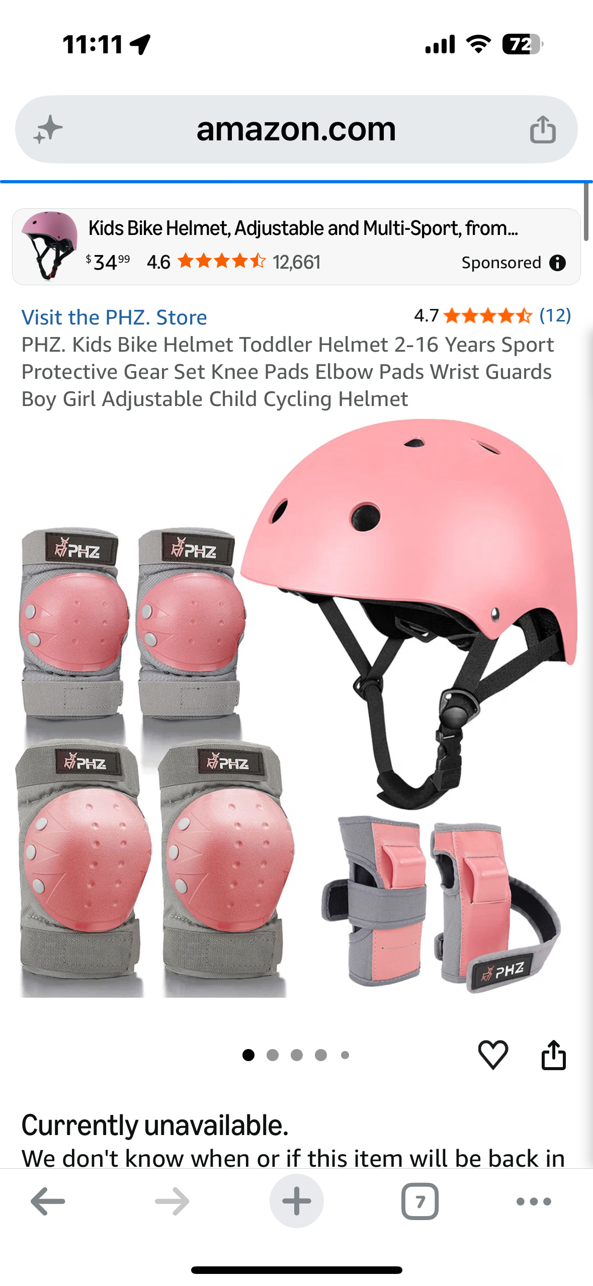 PHZ. Kids Bike Helmet Toddler Helmet 2-16 Years Sport Protective Gear Set Knee Pads Elbow Pads Wrist Guards Boy Girl Adjustable Child Cycling Helmet