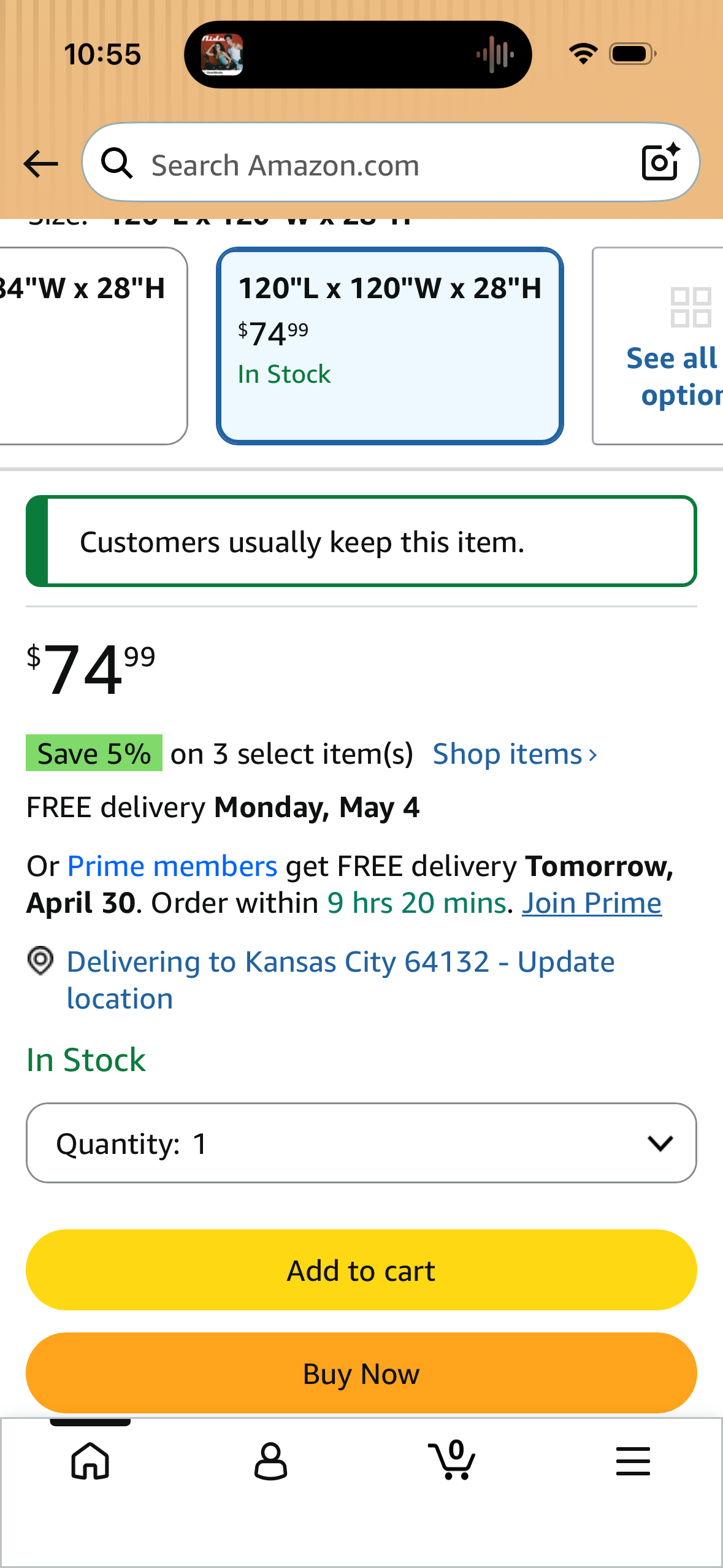 iBirdie Outdoor Patio Furniture Set Covers 120 x 120 inch Waterproof Weatherproof Square Cover, Heavy Duty 600D for Outside Dining Table and Chairs fit 10 x 10 ft, 118 x 118, 115 x 115 inch