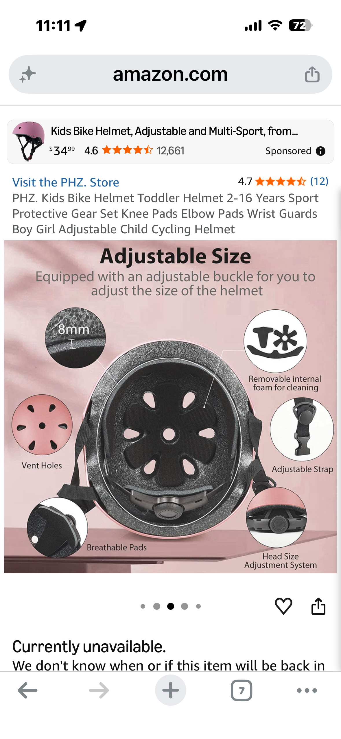 PHZ. Kids Bike Helmet Toddler Helmet 2-16 Years Sport Protective Gear Set Knee Pads Elbow Pads Wrist Guards Boy Girl Adjustable Child Cycling Helmet