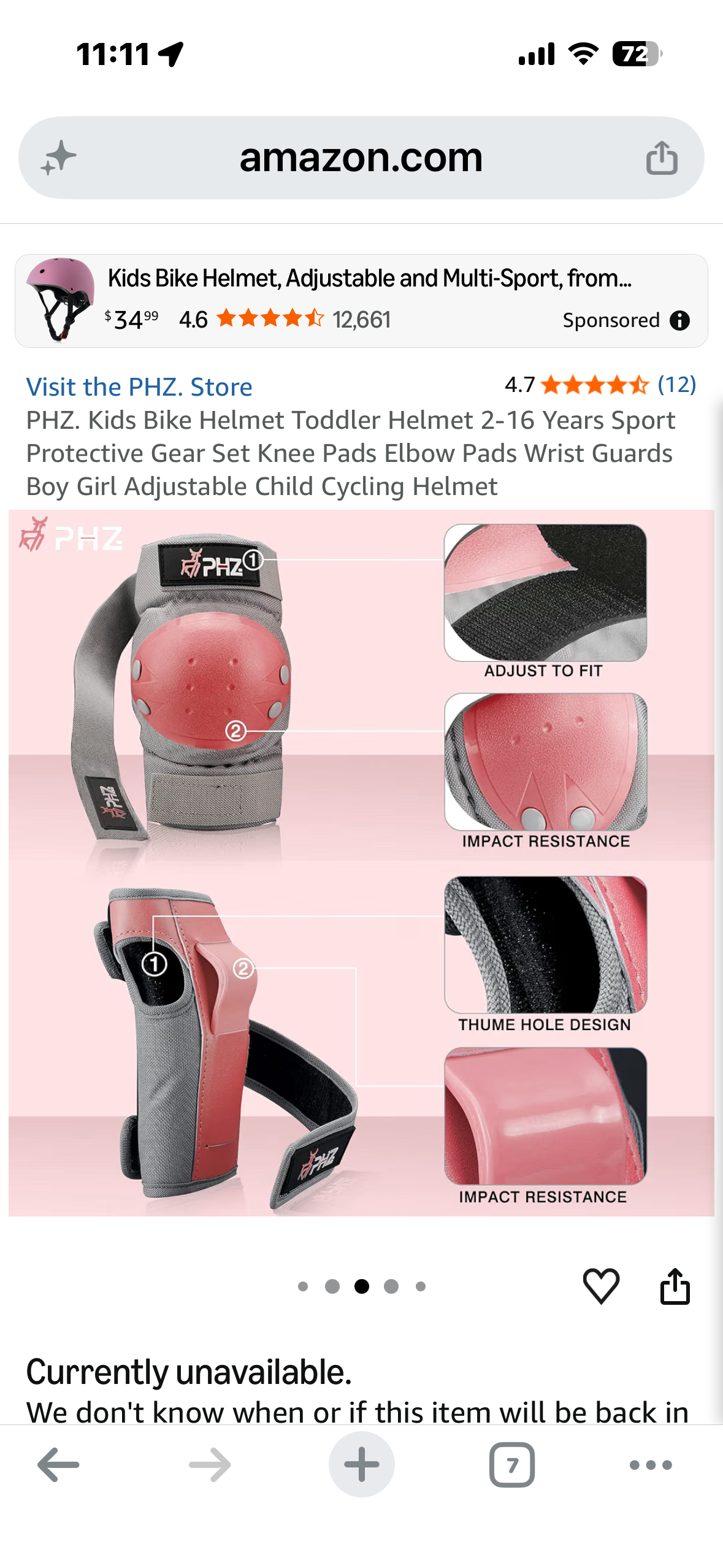 PHZ. Kids Bike Helmet Toddler Helmet 2-16 Years Sport Protective Gear Set Knee Pads Elbow Pads Wrist Guards Boy Girl Adjustable Child Cycling Helmet