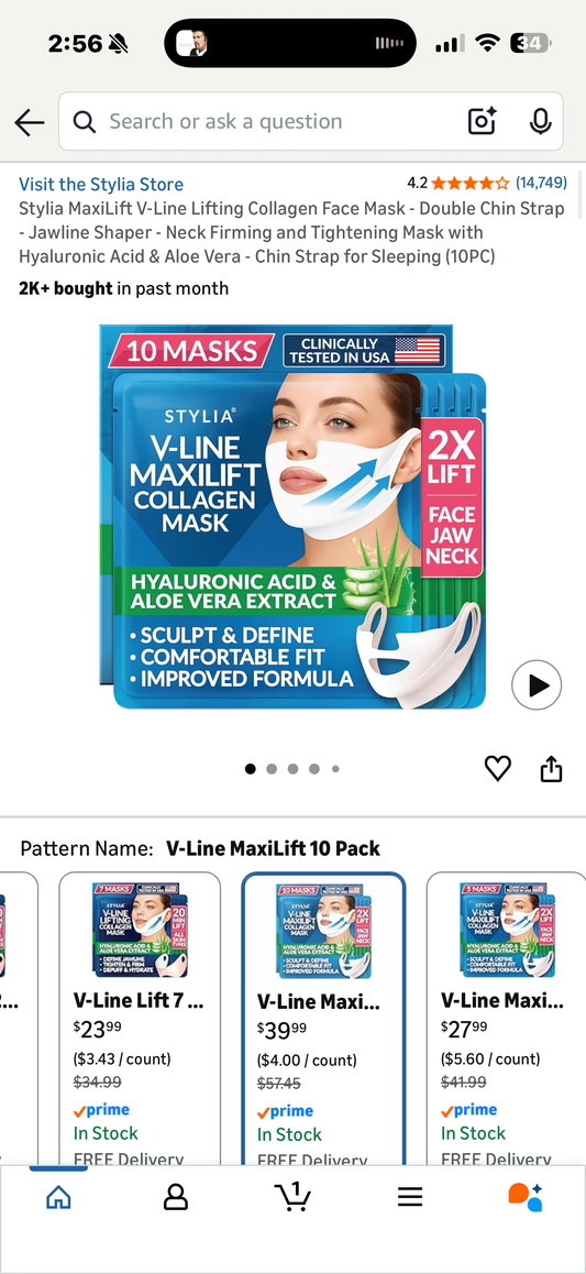 Stylia MaxiLift V-Line Lifting Collagen Face Mask (10PC) Exp 12/19/28