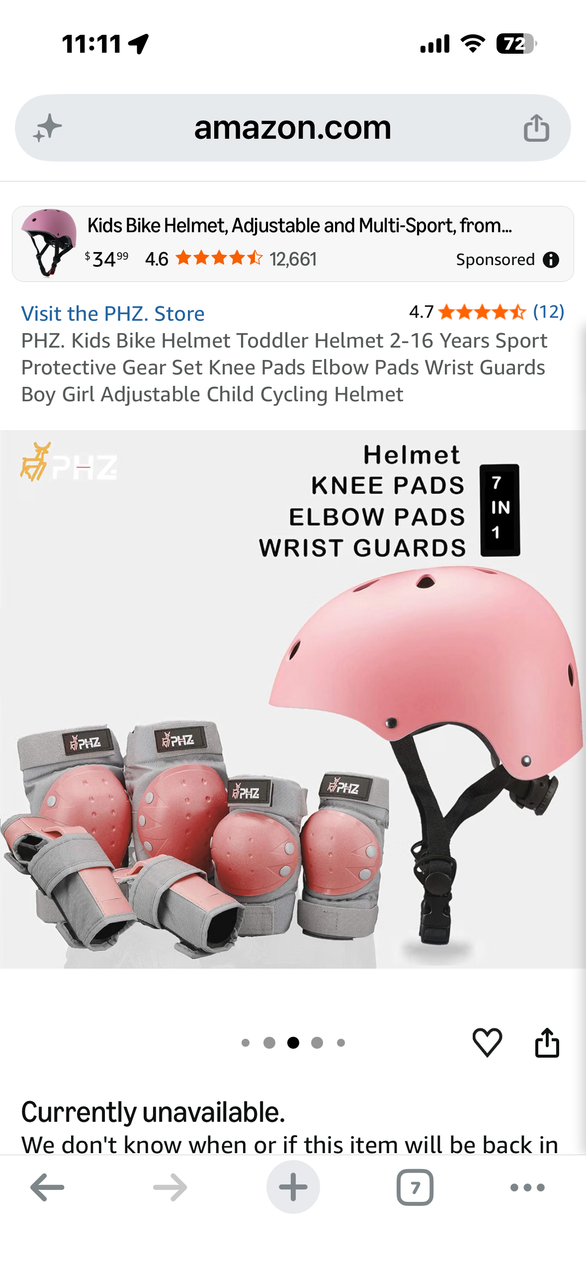 PHZ. Kids Bike Helmet Toddler Helmet 2-16 Years Sport Protective Gear Set Knee Pads Elbow Pads Wrist Guards Boy Girl Adjustable Child Cycling Helmet