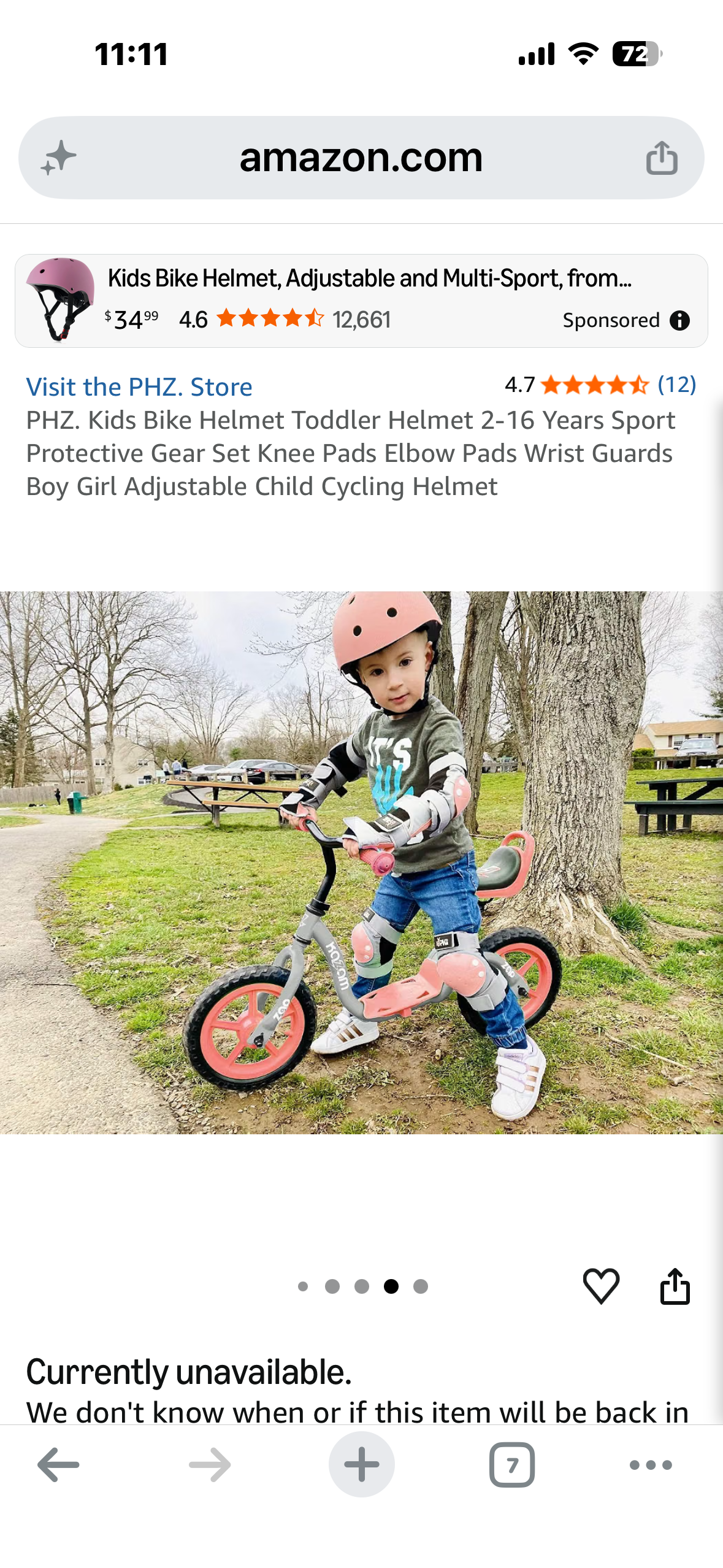 PHZ. Kids Bike Helmet Toddler Helmet 2-16 Years Sport Protective Gear Set Knee Pads Elbow Pads Wrist Guards Boy Girl Adjustable Child Cycling Helmet
