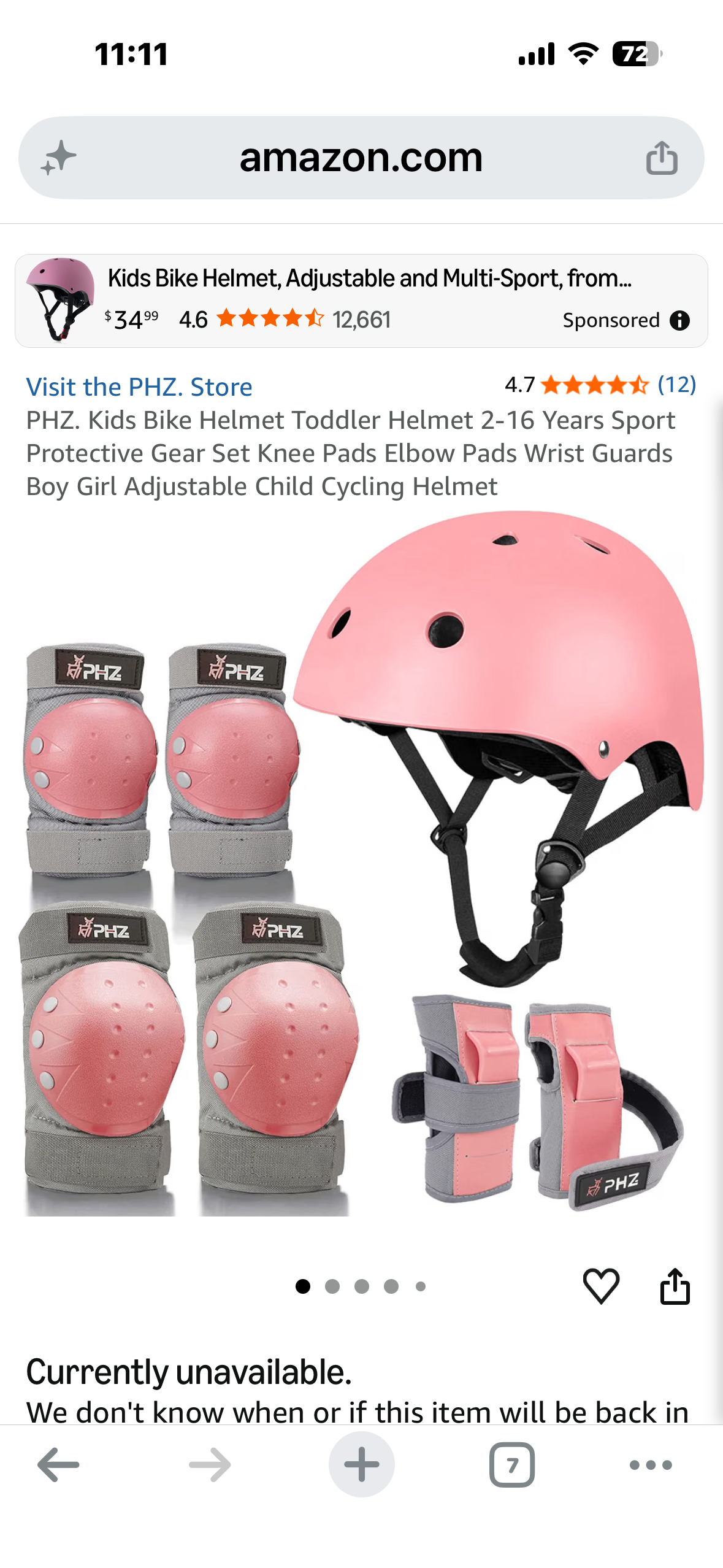 PHZ. Kids Bike Helmet Toddler Helmet 2-16 Years Sport Protective Gear Set Knee Pads Elbow Pads Wrist Guards Boy Girl Adjustable Child Cycling Helmet