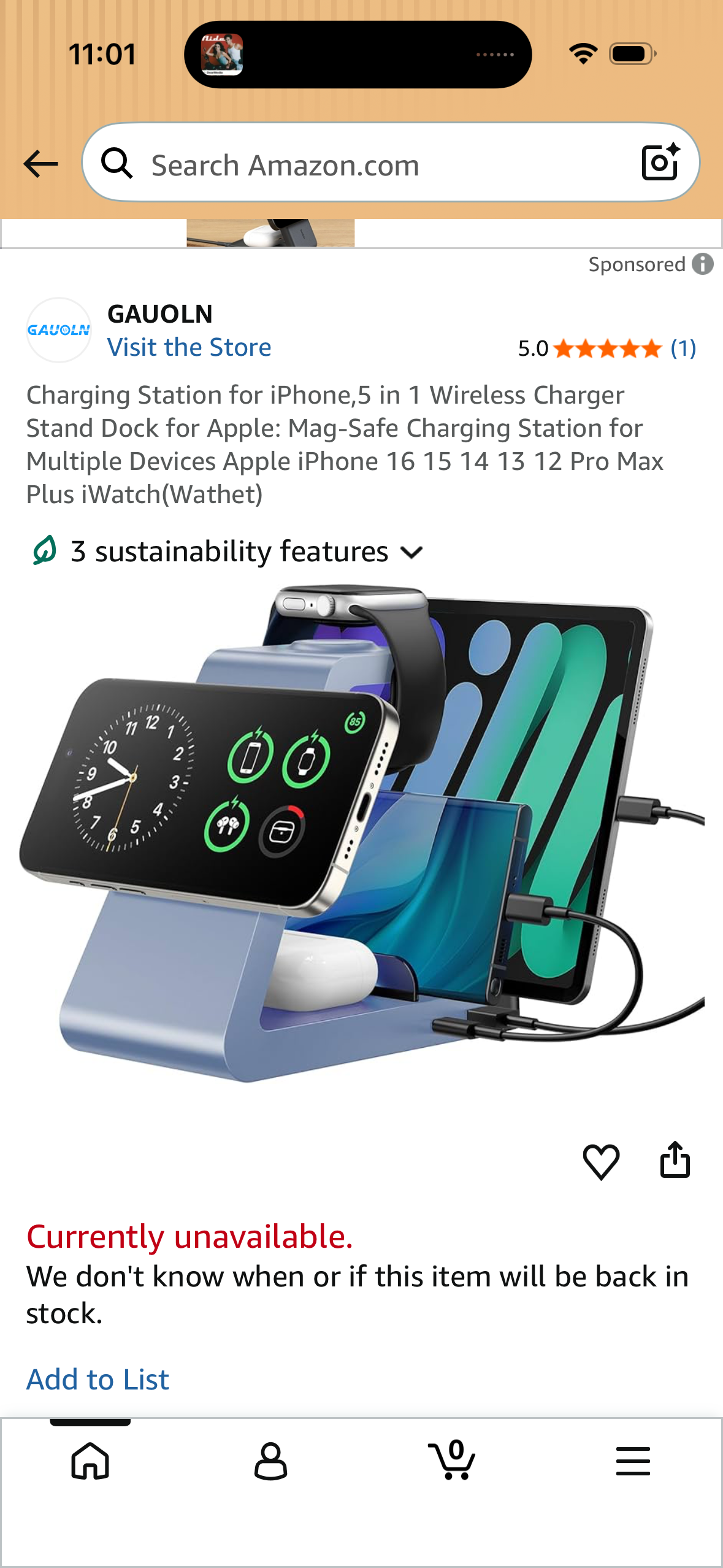 Charging Station for iPhone,5 in 1 Wireless Charger Stand Dock for Apple: Mag-Safe Charging Station for Multiple Devices Apple iPhone 16 15 14 13 12 Pro Max Plus iWatch(Wathet)