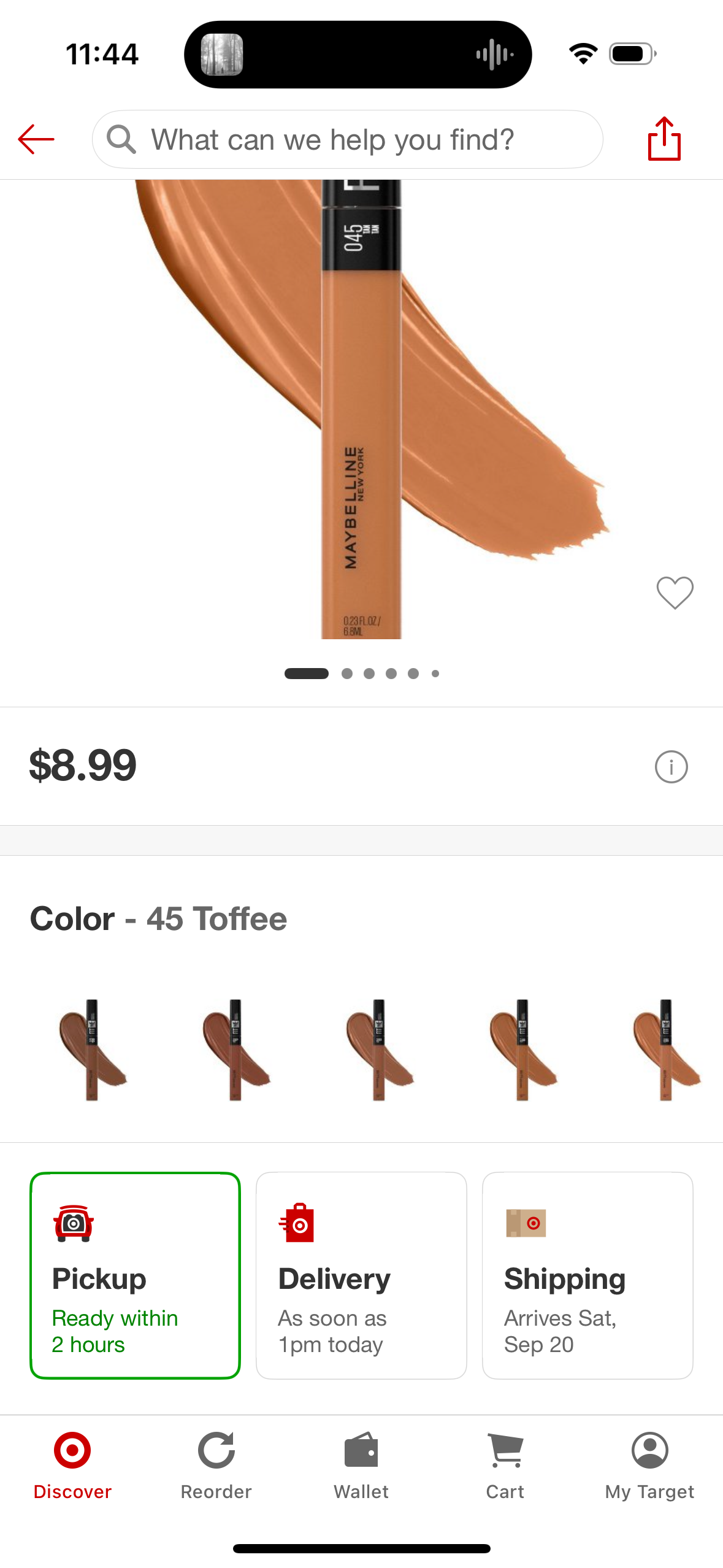 Maybelline Fit Me Liquid Oil-Free, Fragrance-Free, Dermatologist Tested Concealer - 45 Toffee - 0.23 fl oz