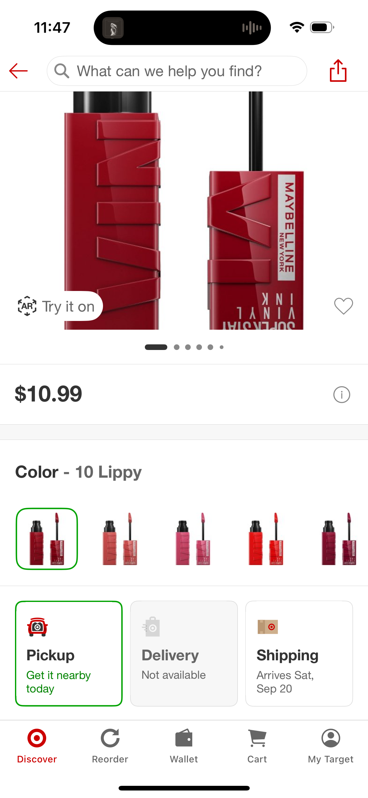 Maybelline Super Stay Vinyl Ink Liquid Lipstick - 10 Lippy - 0.14 fl oz