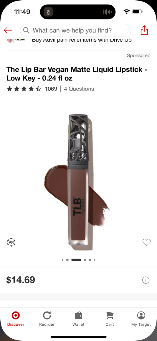 The Lip Bar Vegan Matte Liquid Lipstick - Low Key - 0.24 fl oz