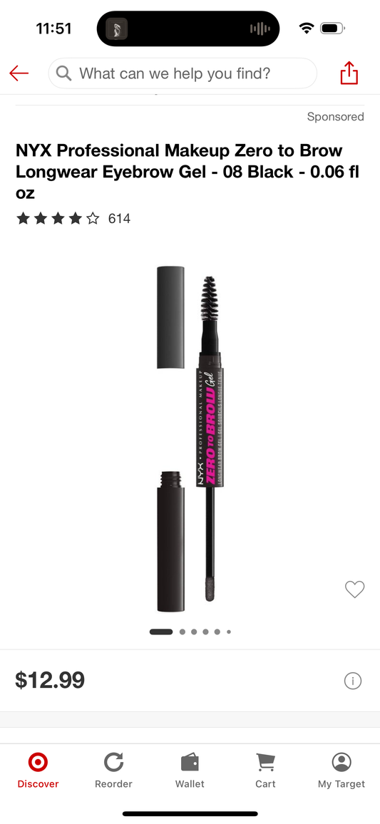 NYX Professional Makeup Zero to Brow Longwear Eyebrow Gel - 08 Black - 0.06 fl OZ
