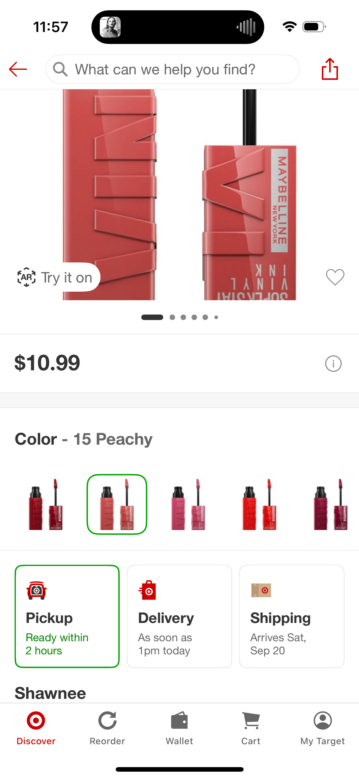 Maybelline Super Stay Vinyl Ink Liquid Lipstick - 15 Peachy - 0.14 fl oz