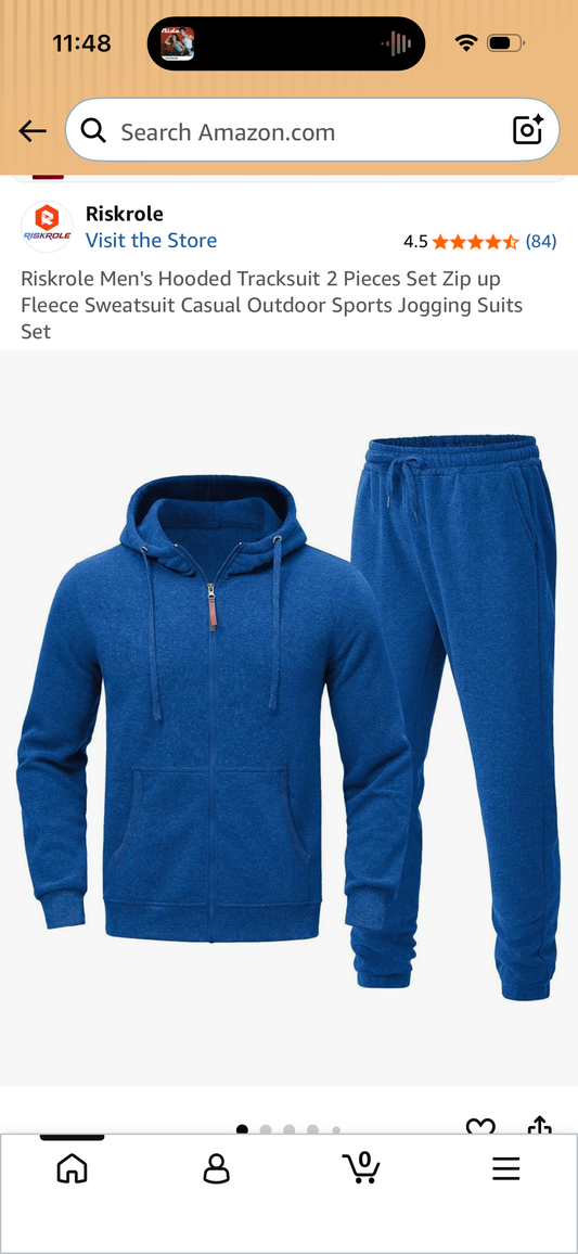 Riskrole Men's Hooded Tracksuit 2 Pieces Set Zip up Fleece Sweatsuit Casual Outdoor Sports Jogging Suits Set (Size XX-Large)