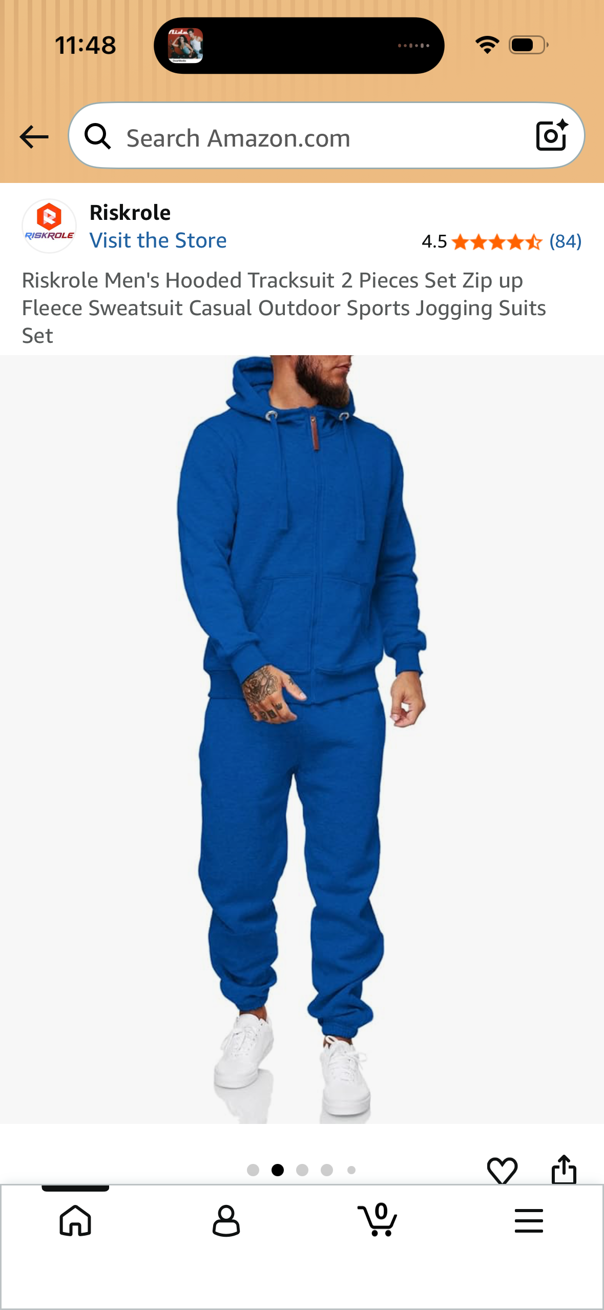 Riskrole Men's Hooded Tracksuit 2 Pieces Set Zip up Fleece Sweatsuit Casual Outdoor Sports Jogging Suits Set (Size XX-Large)