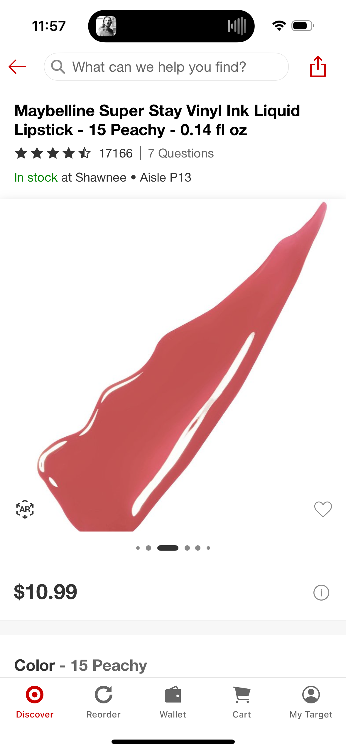 Maybelline Super Stay Vinyl Ink Liquid Lipstick - 15 Peachy - 0.14 fl oz