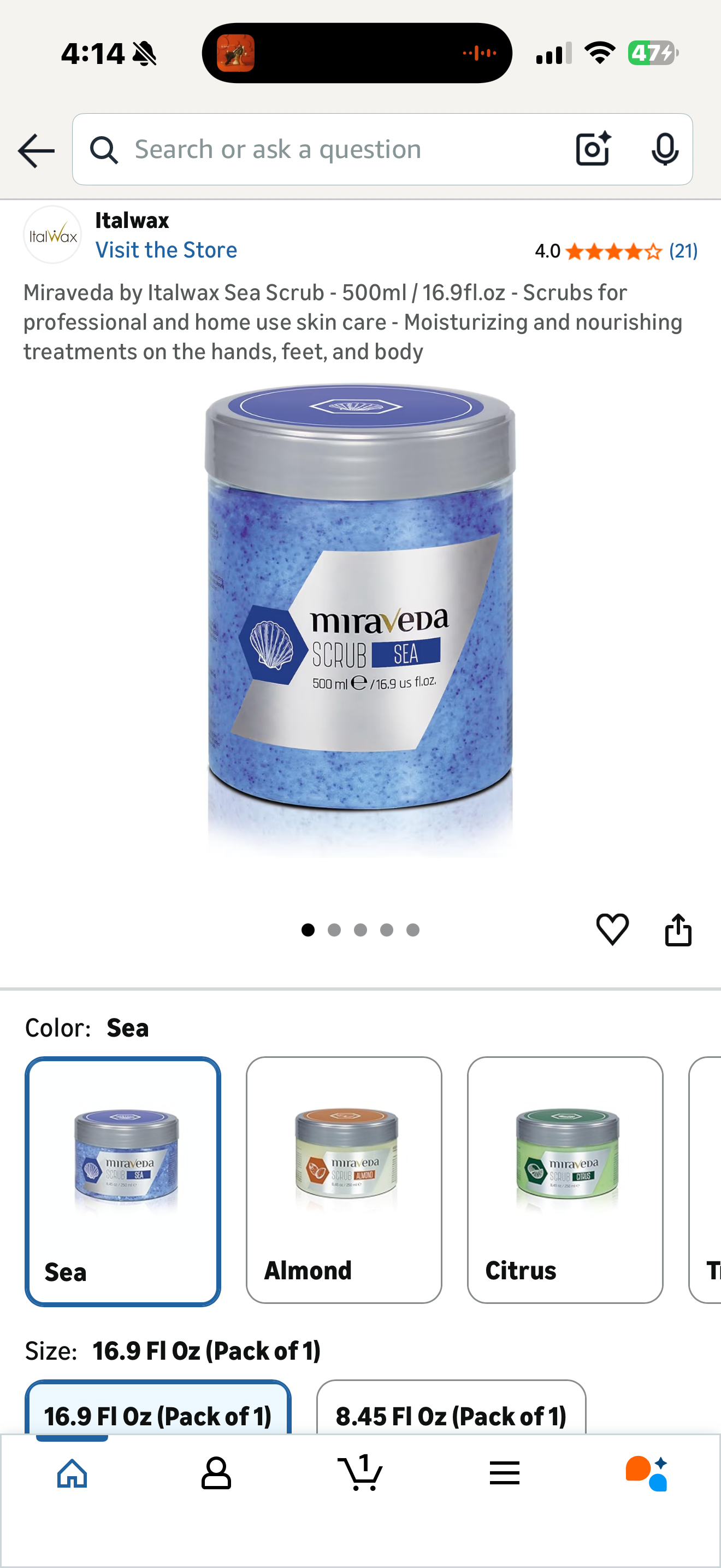 Miraveda by Italwax Sea Scrub - 500ml / 16.9fl.oz - Scrubs for professional and home use skin care - Moisturizing and nourishing treatments on the hands, feet, and body (Copy)