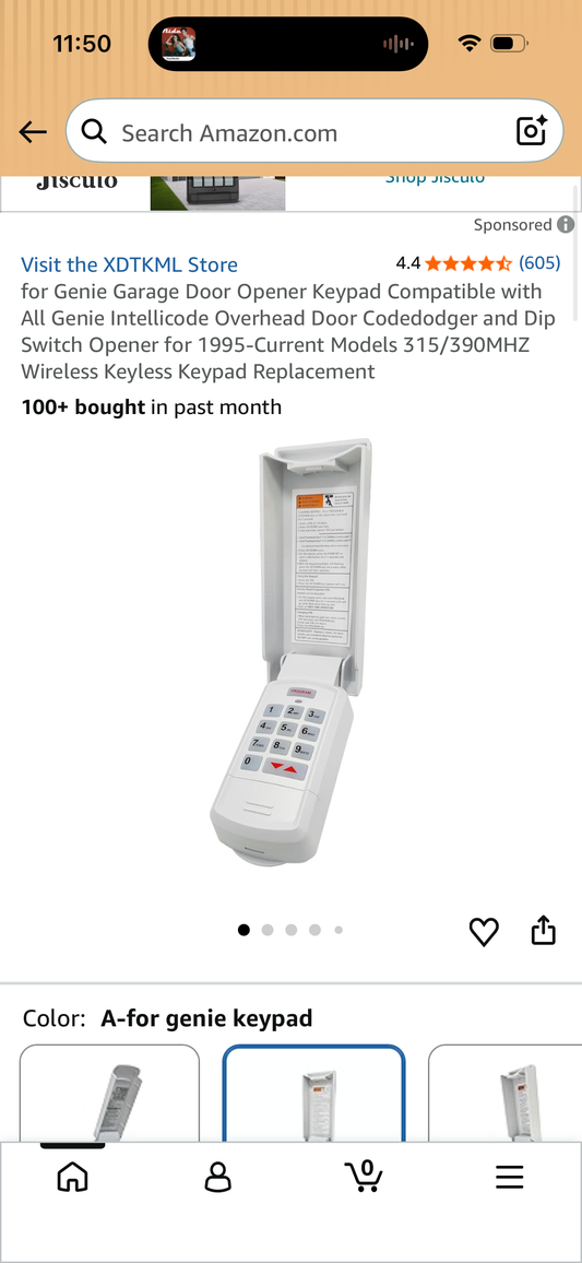 Genie Garage Door Opener Keypad Compatible with All Genie Intellicode Overhead Door Codedodger and Dip Switch Opener for 1995-Current Models 315/390MHZ Wireless Keyless Keypad Replacement