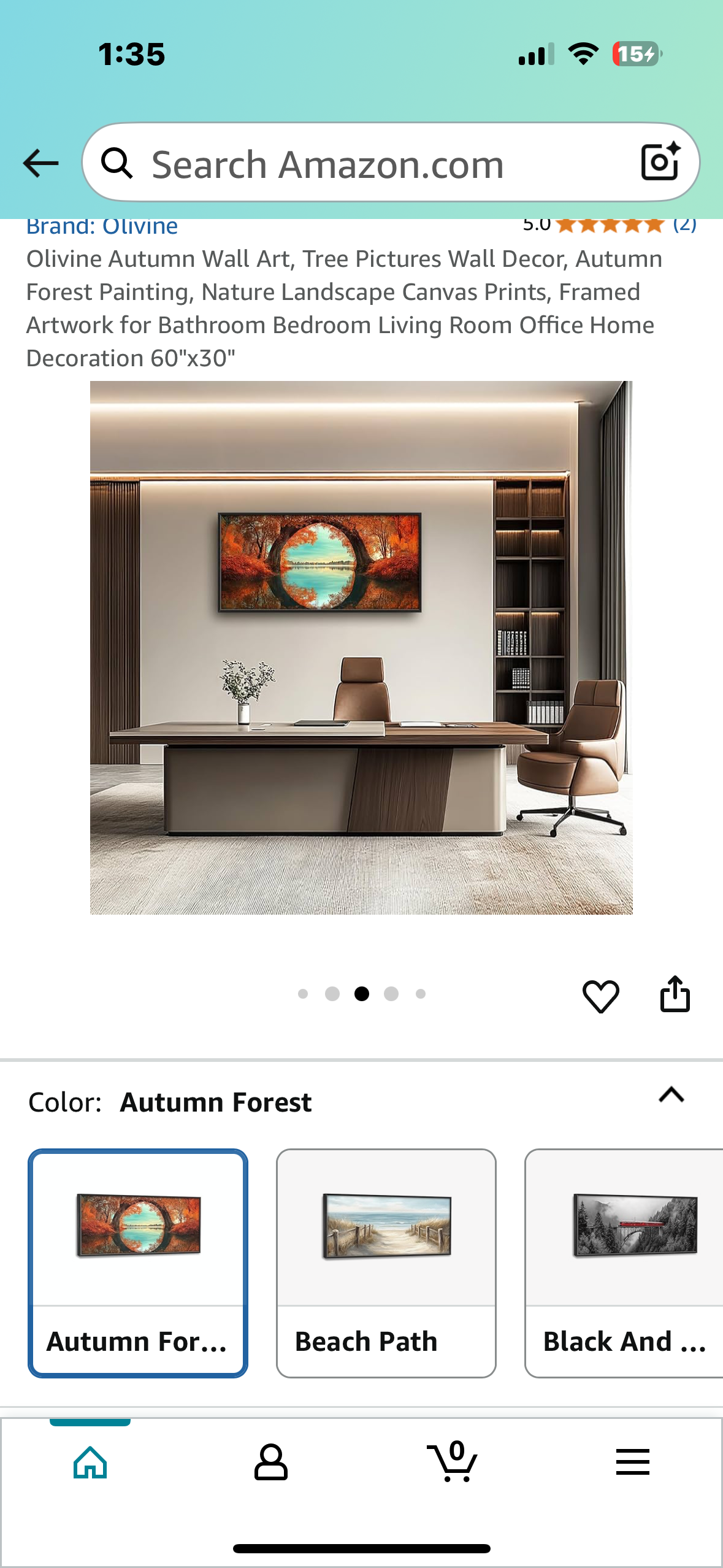 Olivine Autumn Wall Art, Autumn Forest Painting, Nature Landscape Canvas Print, Framed Artwork for Bedroom, Living Room, Office, Home Decoration 60"x30" (L992)