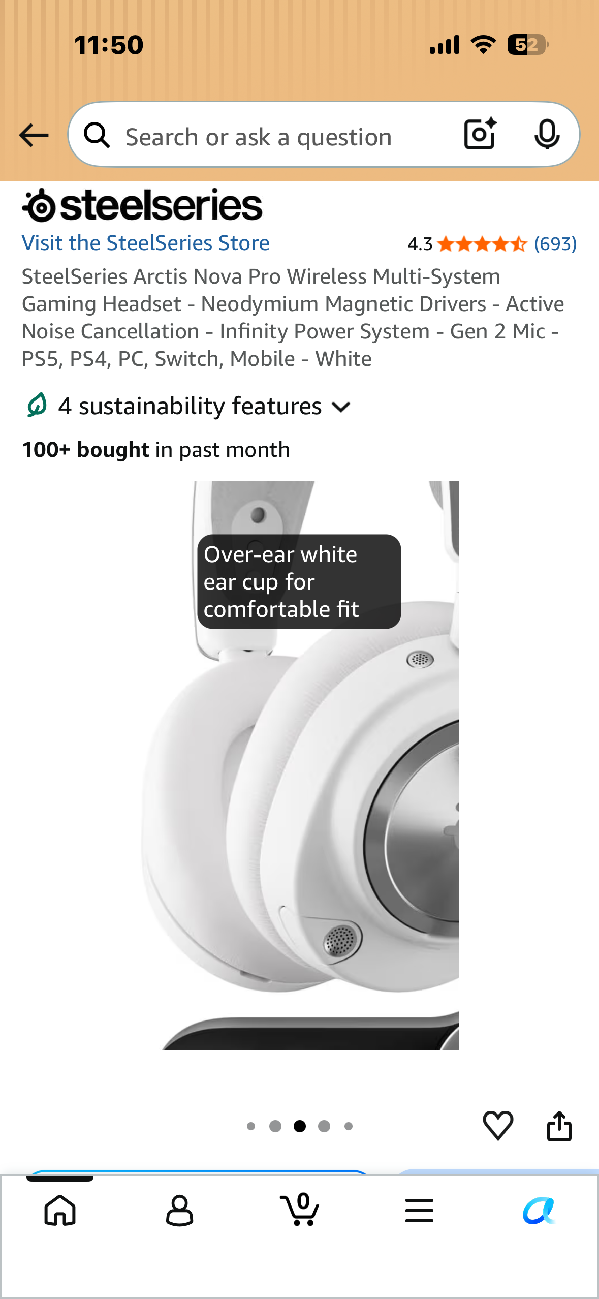 SteelSeries Arctis Nova Pro Wireless Multi-System Gaming Headset - Neodymium Magnetic Drivers - Active Noise Cancellation - Infinity Power System - Gen 2 Mic - PS5, PS4, PC, Switch, Mobile - White