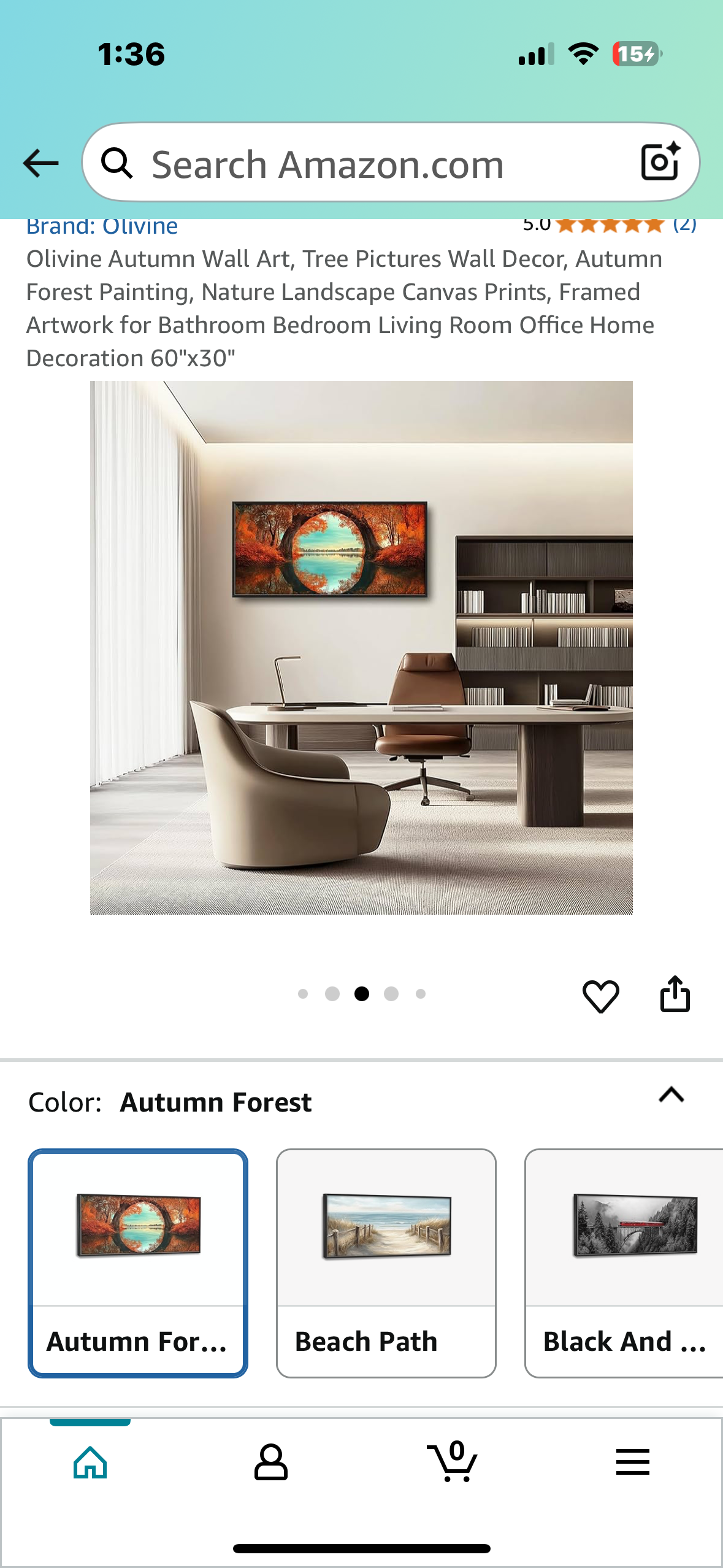 Olivine Autumn Wall Art, Autumn Forest Painting, Nature Landscape Canvas Print, Framed Artwork for Bedroom, Living Room, Office, Home Decoration 60"x30" (L992)