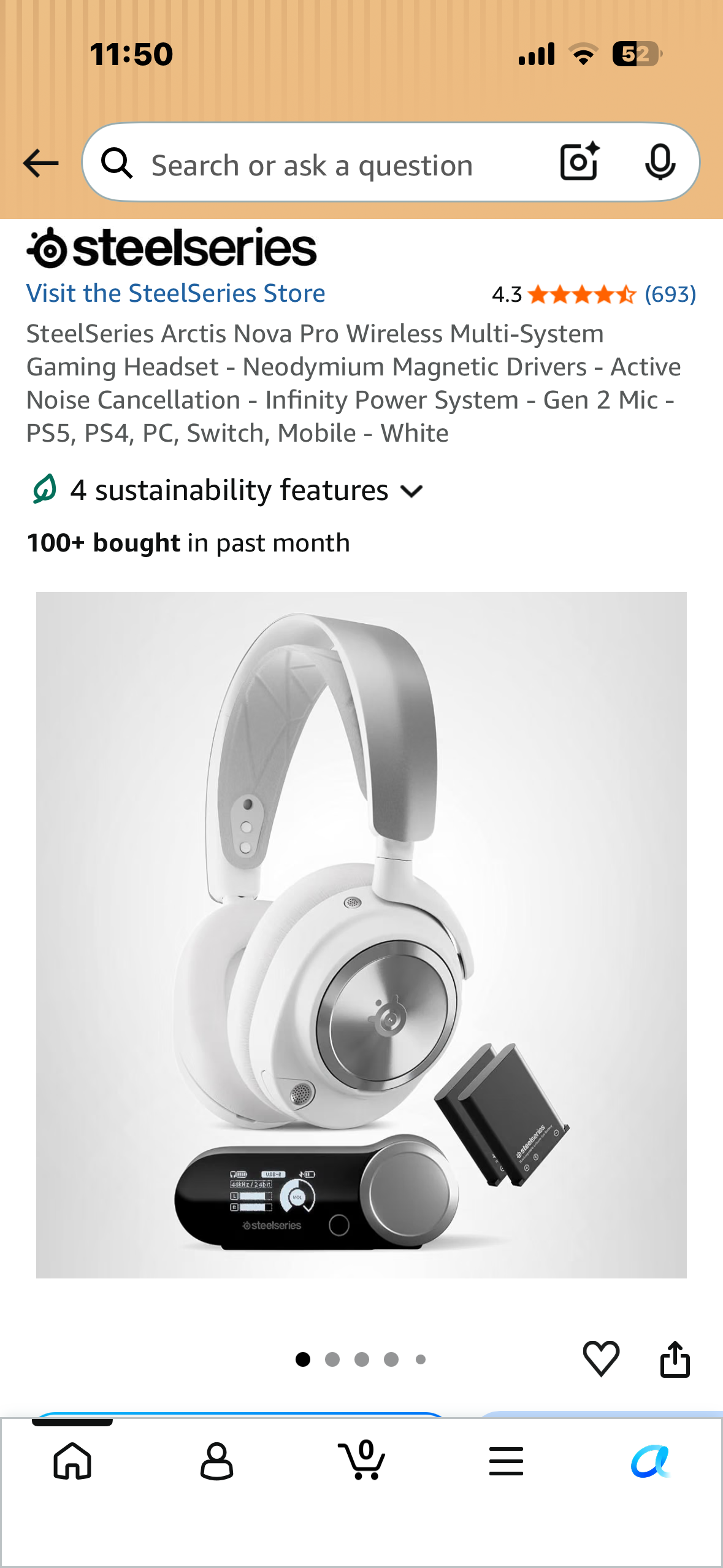 SteelSeries Arctis Nova Pro Wireless Multi-System Gaming Headset - Neodymium Magnetic Drivers - Active Noise Cancellation - Infinity Power System - Gen 2 Mic - PS5, PS4, PC, Switch, Mobile - White