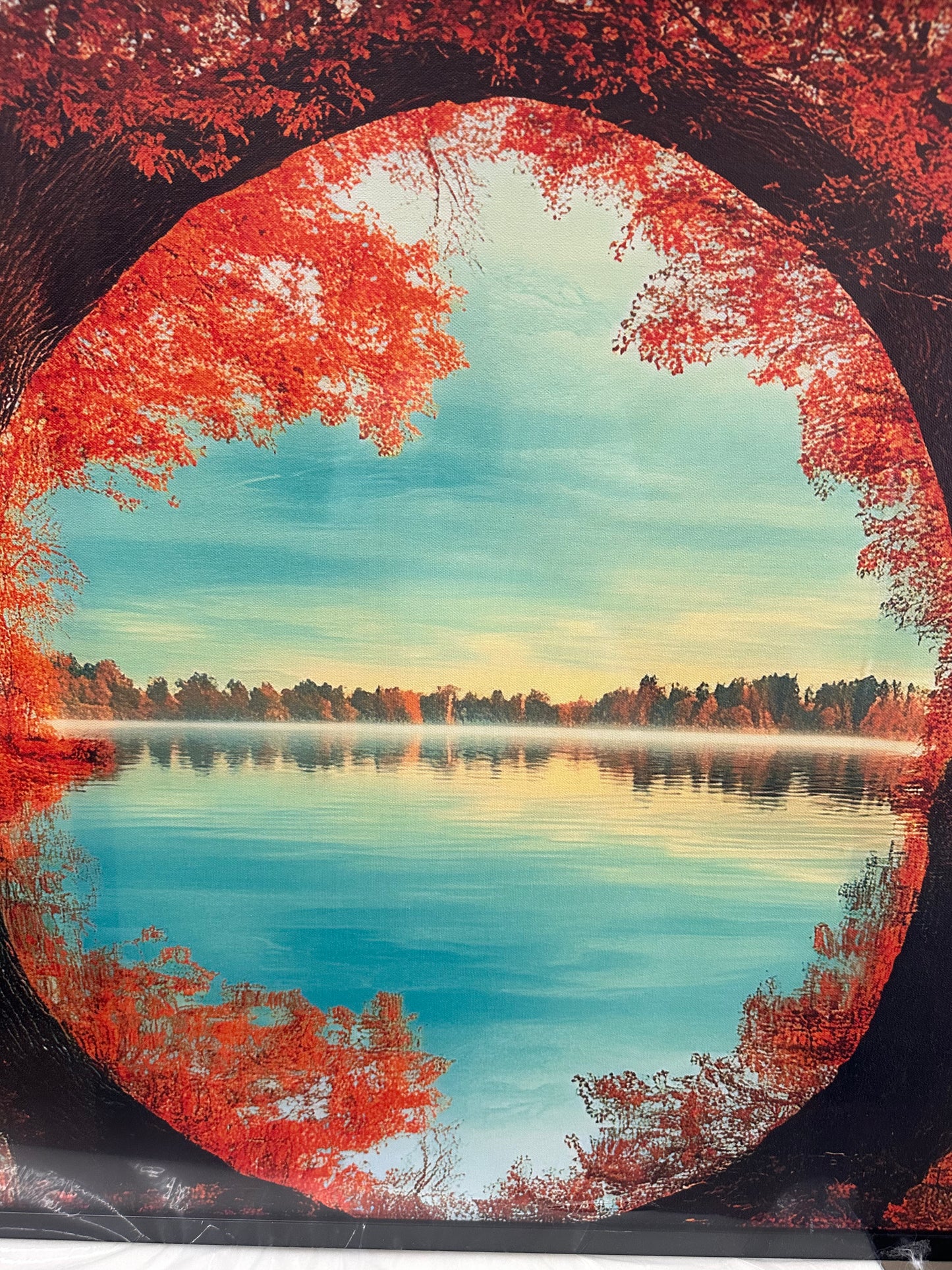 Olivine Autumn Wall Art, Autumn Forest Painting, Nature Landscape Canvas Print, Framed Artwork for Bedroom, Living Room, Office, Home Decoration 60"x30" (L992)