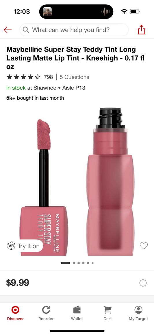 Maybelline Super Stay Teddy Tint Long Lasting Matte Lip Tint - Kneehigh - 0.17 fl OZ