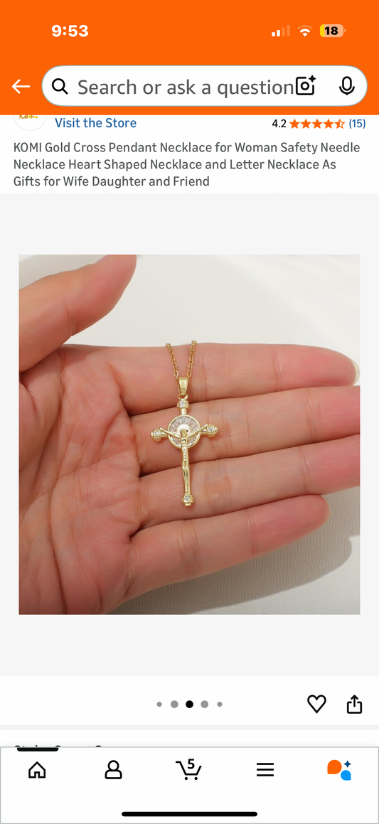 Gold Cross Pendant Necklace for Woman Safety Needle Necklace Heart Shaped Necklace and Letter Necklace As Gifts for Wife Daughter and Friend