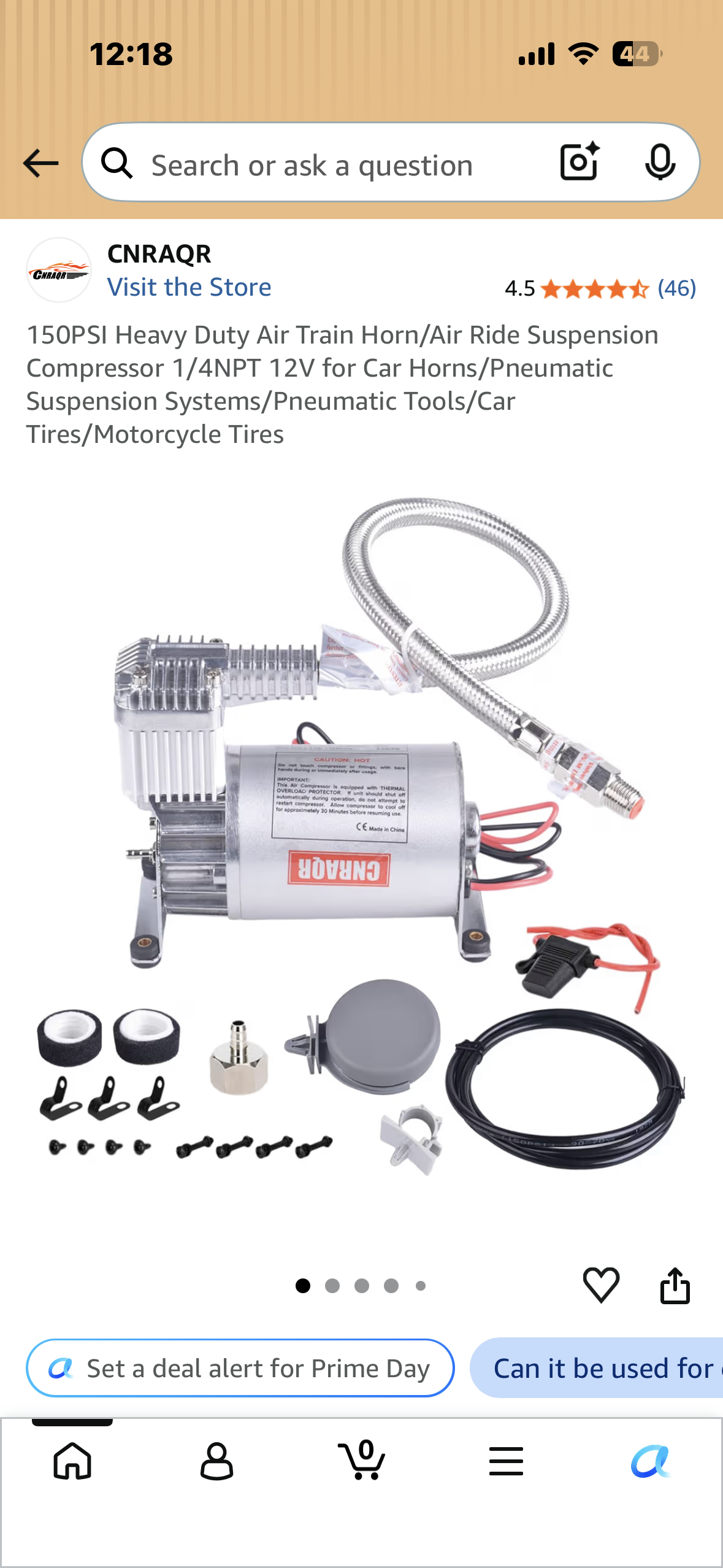 150PSI Heavy Duty Air Train Horn/Air Ride Suspension Compressor, 1/4NPT 12V for Car Horns/Pneumatic Suspension Systems/Pneumatic Tools/Car Tires/Motorcycle Tires